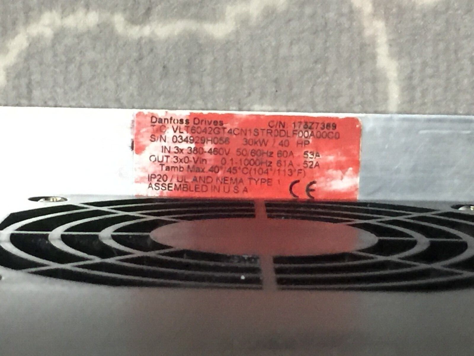 Danfoss VLT 6042 GT4CN1STR0DLF00A00C0, 380- 460V@60A, 30kW/40HP, TYPE 1