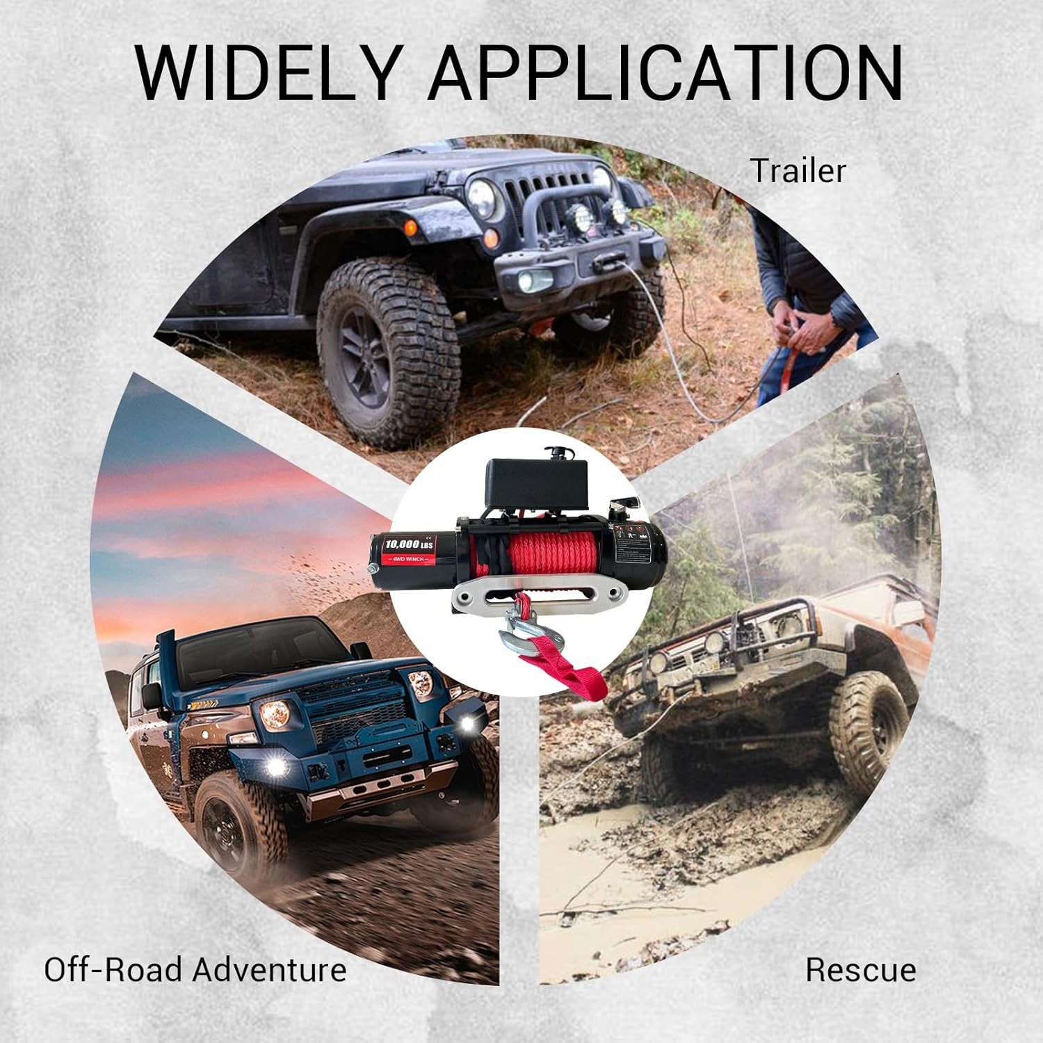 10,000LBS Truck Electric Winch Kit Waterproof IP67 85FT Steel Cable Truck Winch