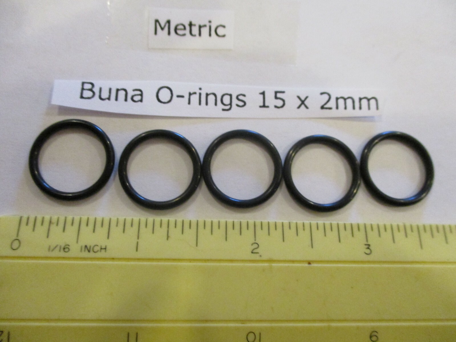 15mm ID x 19mm OD x 2mm thick O-ring. Buna-70. Quan 5.
