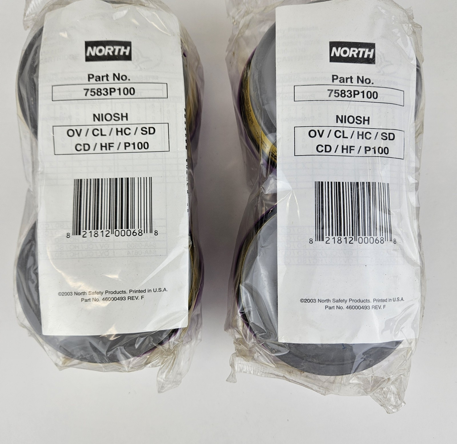 North 7580P100 | P100 Particulate Filter, Respirator Cartridges, 2 Packs SEALED