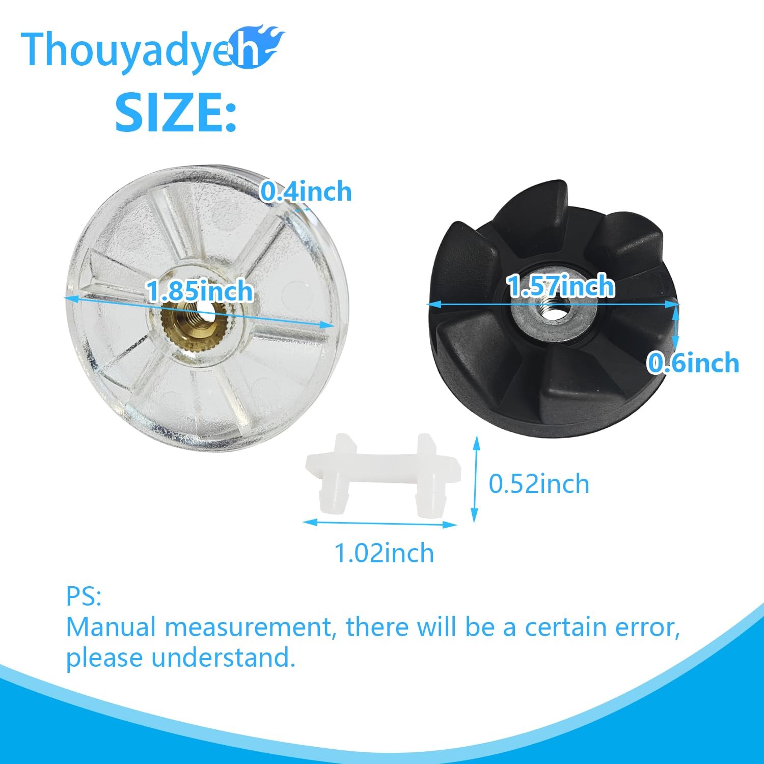 600W Base Gear & Blade & 3 Pcs Rubber Bushing Shock Pad for 1inch, Black