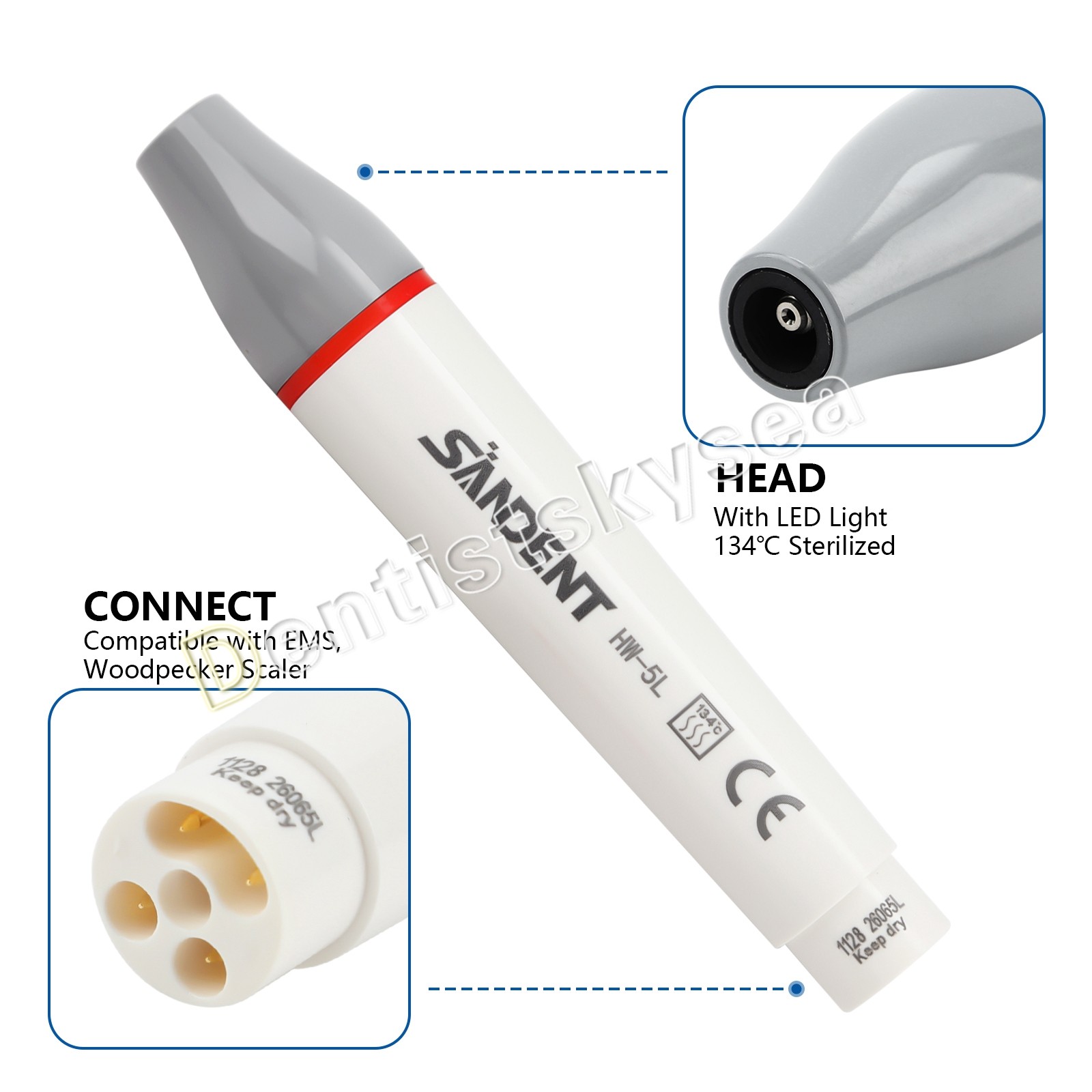 HW-6L Dental Ultrasonic Scaler Handpiece with LED Fit EMS SKYSEA SATELEC NSK