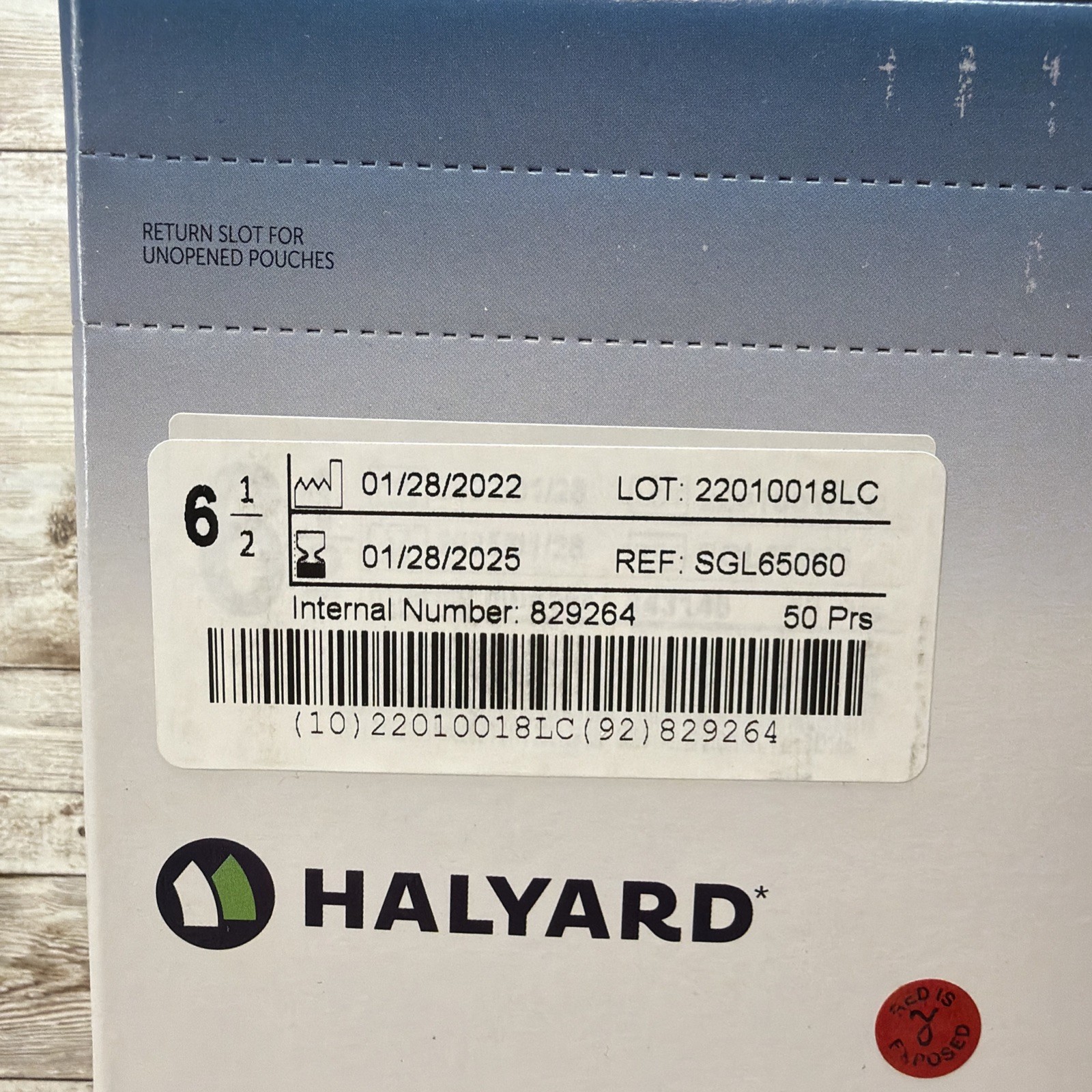 HALYARD LATEX Surgical Gloves *1 DENTED BOX* Size: 6.5 SGL65060 *See Date*1-25