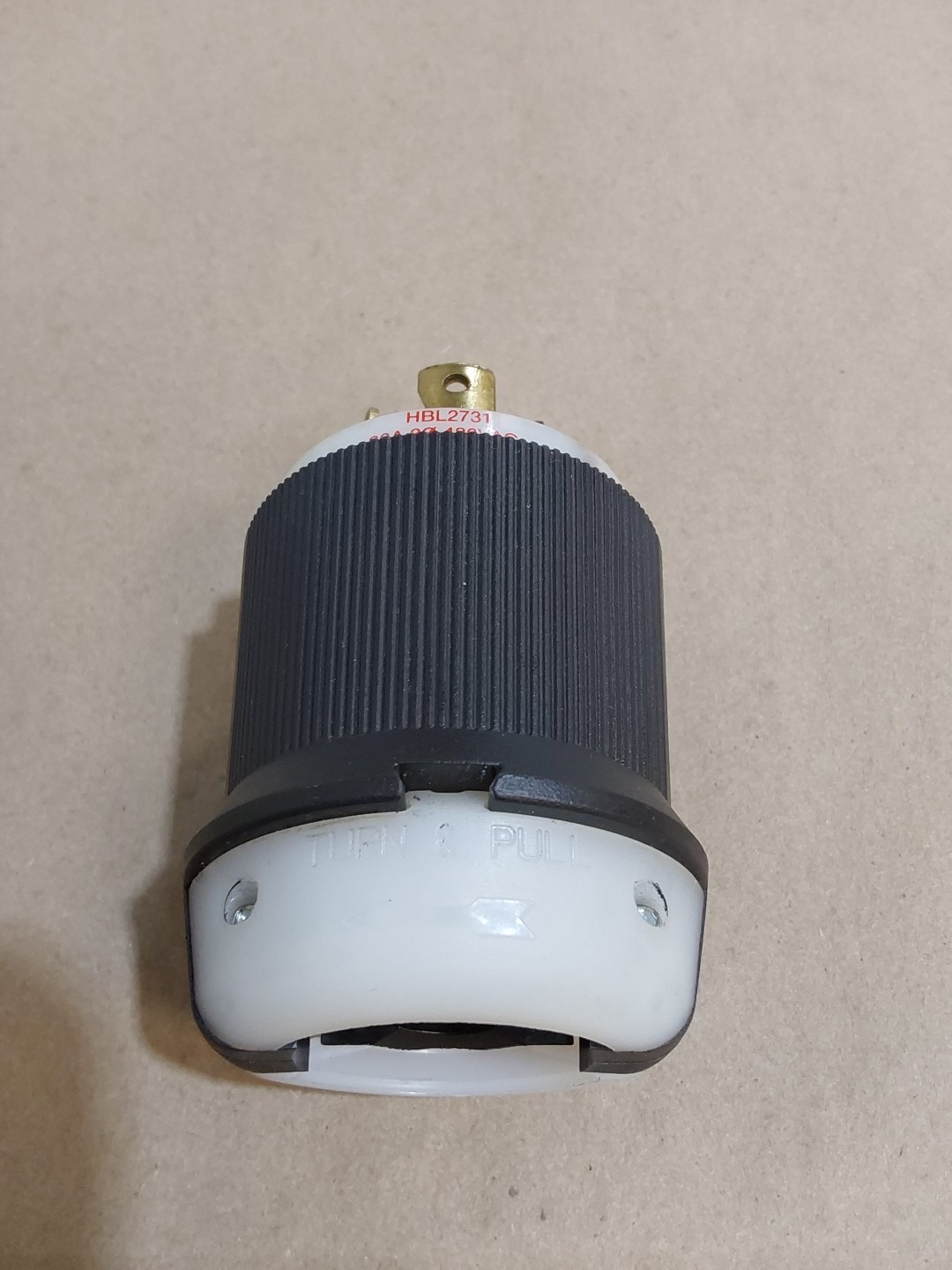 Hubbell HBL2731 Locking Plug, 30 A, 480V Ac, 3 Poles, 3 Phase, 4 Blades,