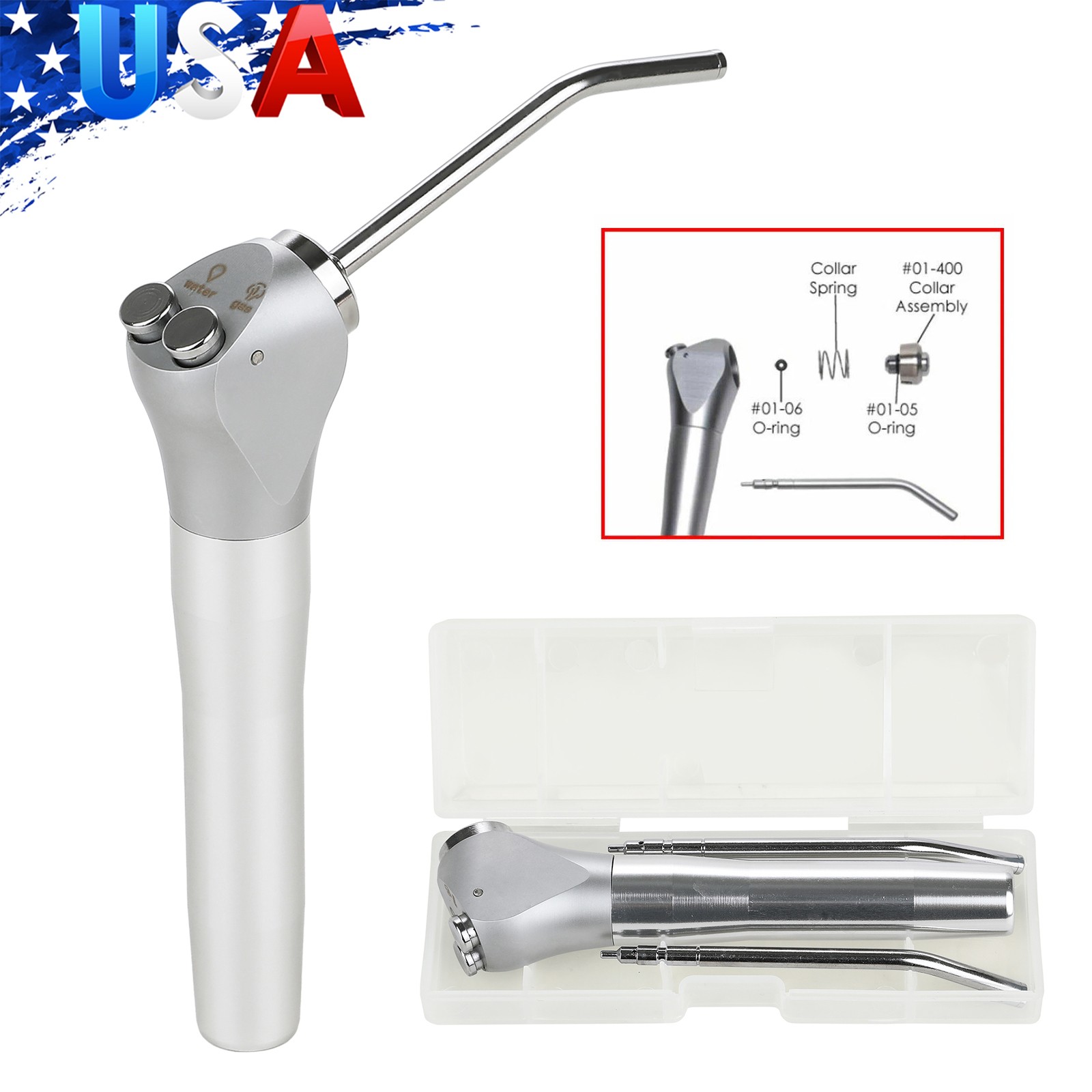 Dental Triple Way Syringe Air Water Spray Handpiece/Disposable Nozzles Tips Tube