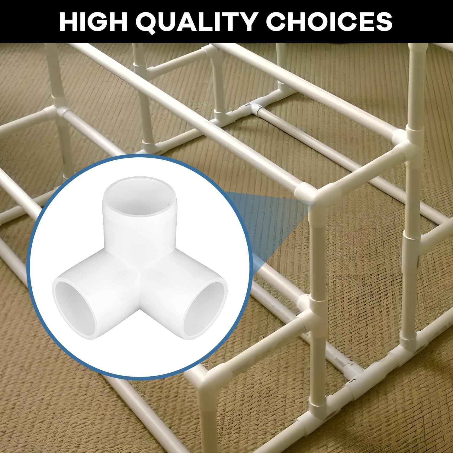 12-Pack 1″ PVC Elbow Fittings, 3-Way Furniture Grade Connectors for DIY Projects