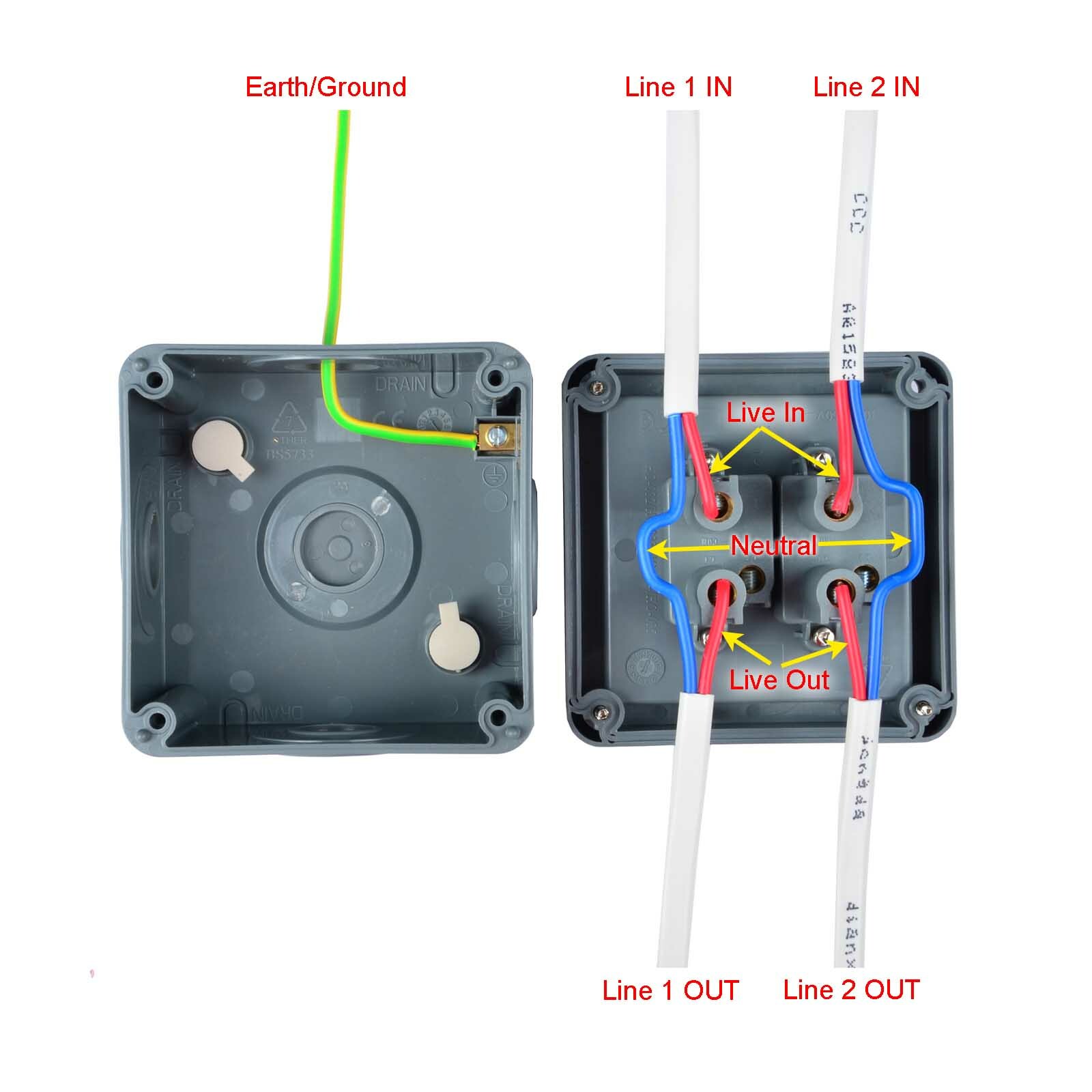 Outside Light Switch 2 Gang 2 Way Outdoor Weatherproof Waterproof Switch IP66