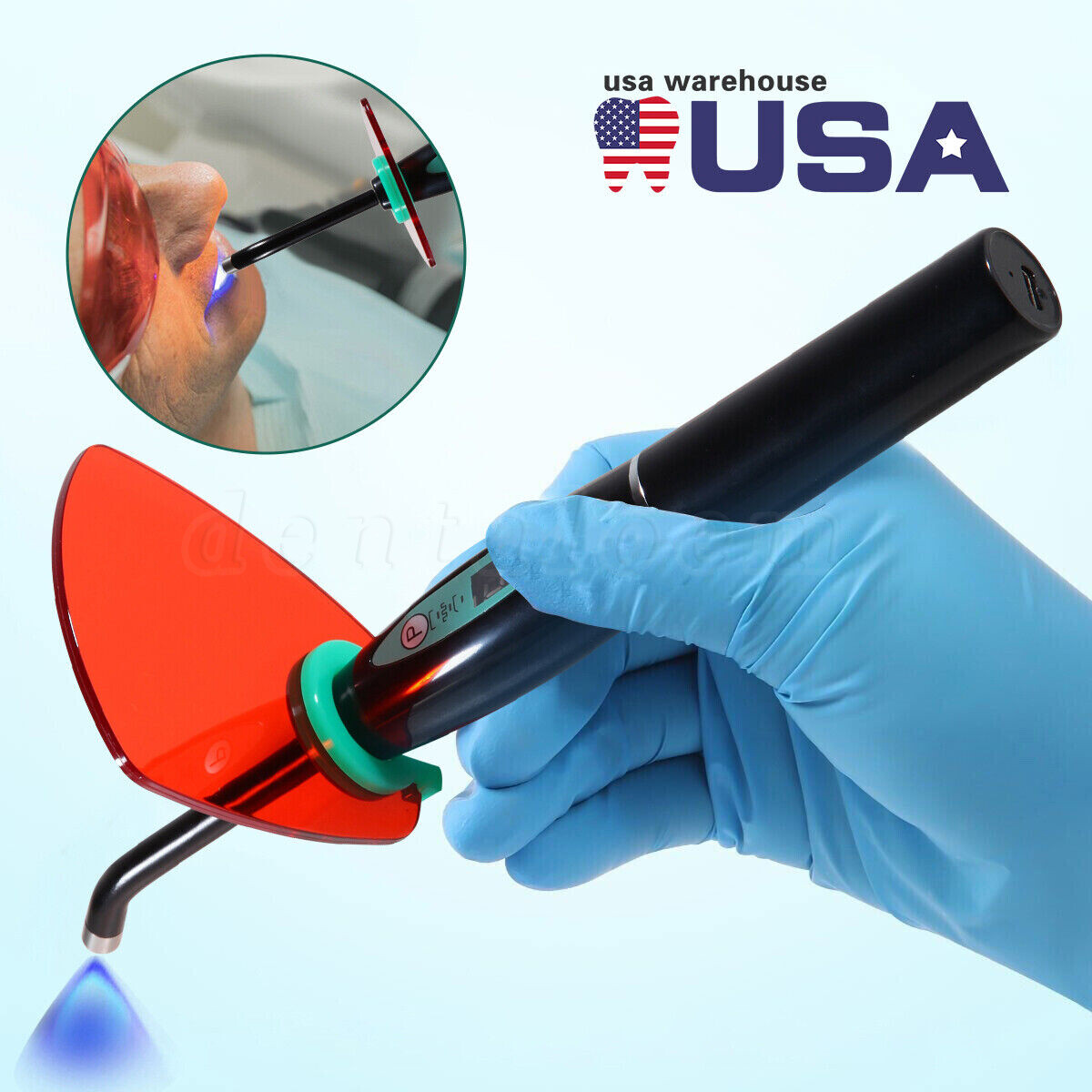 Dental Wireless Cordless LED Cure Curing Light Lamp 1500mw 5W Tool Resin Cure US
