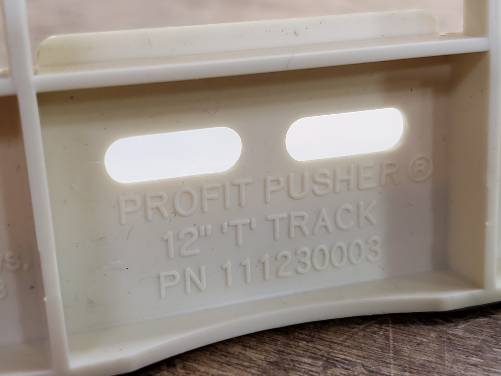 Lot of 55 RTC Profit Pusher 12″ T-Track Automatic Spring-Feed Shelf Units, Beige