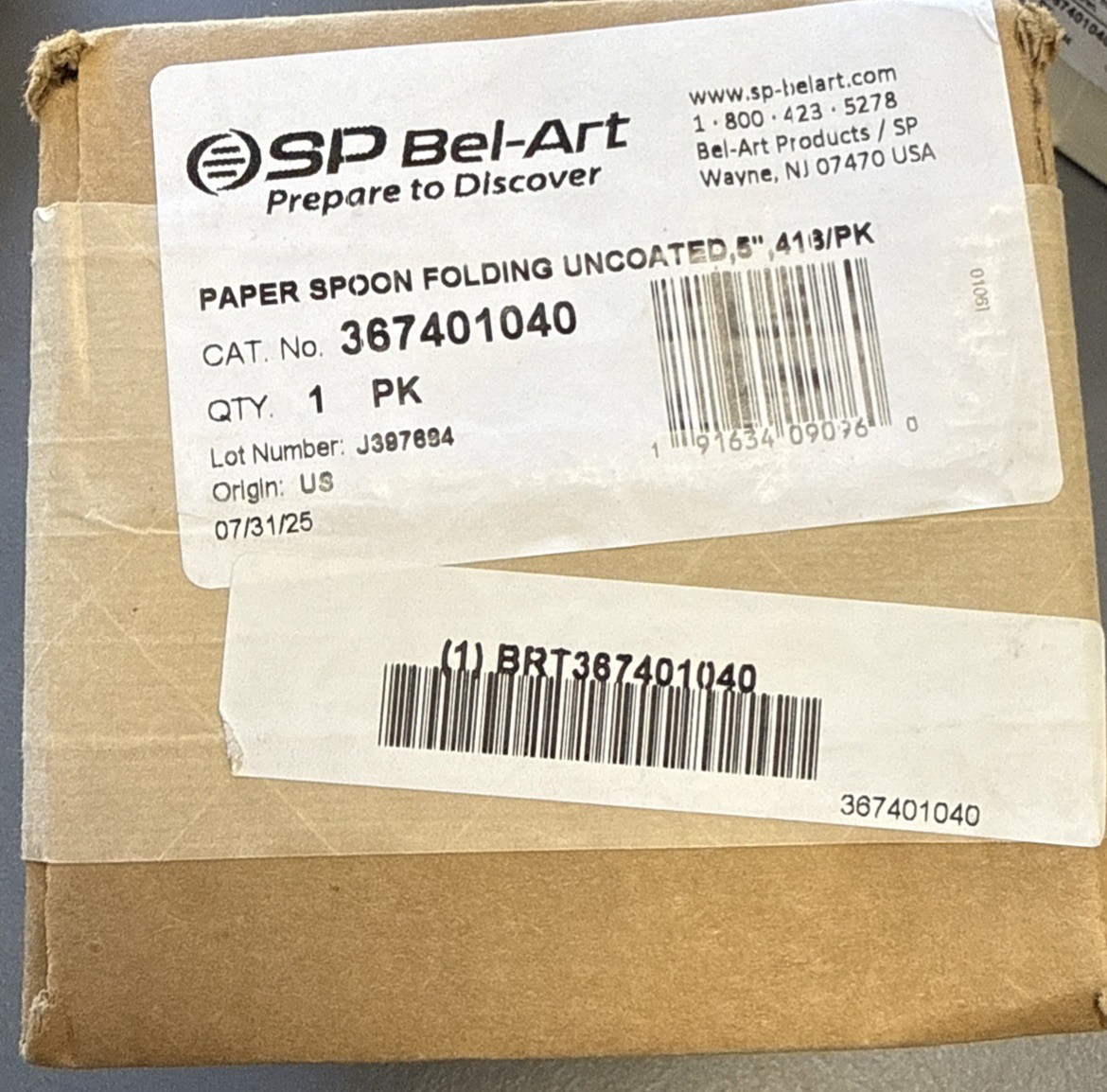 Bel-Art EcoTensil Compostable Paper Sampling Spoon, Uncoated, 416 Pack, 5″