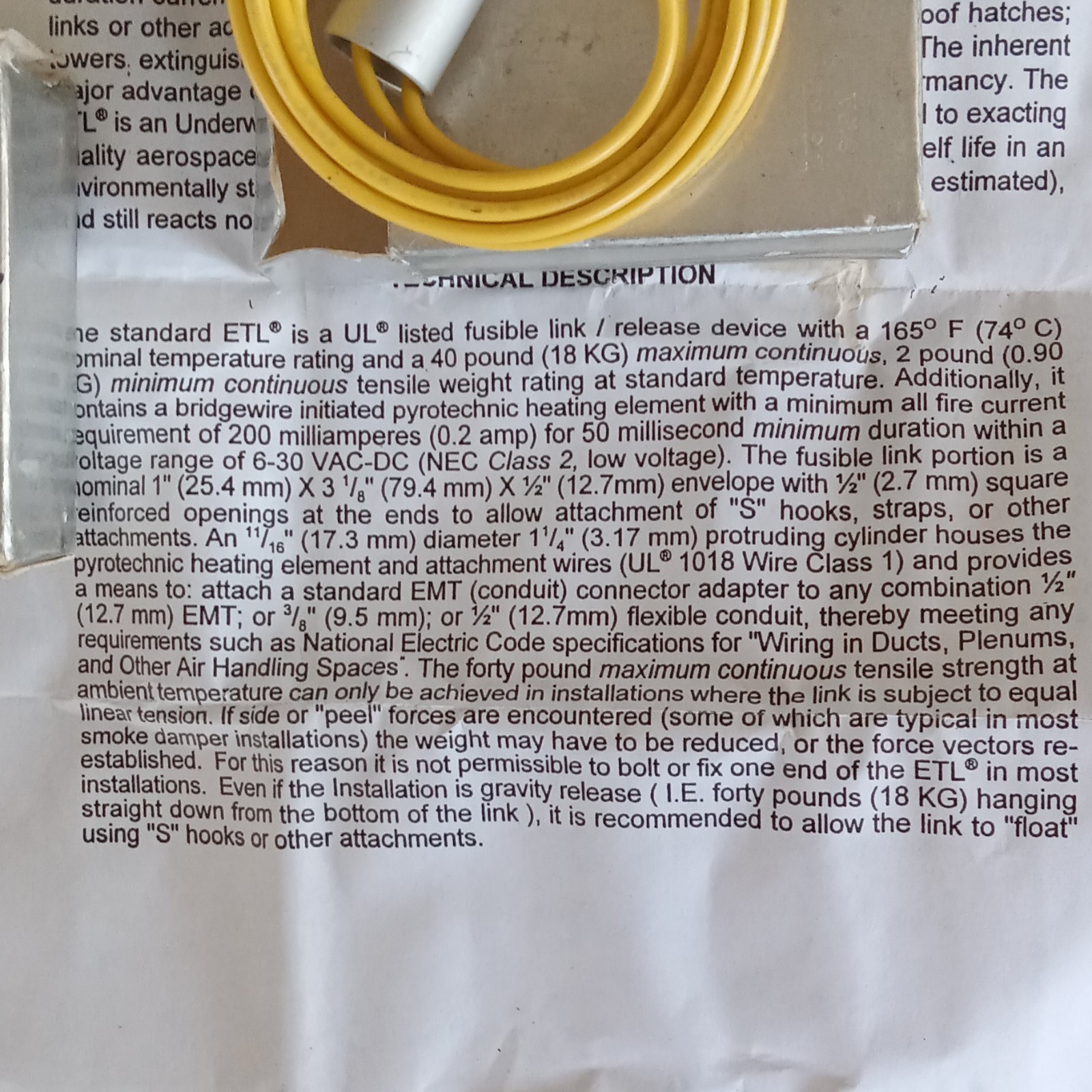 4 for $200.00 SR Products Inc ETL Electrothermal Link 165′ 4 for $200.00