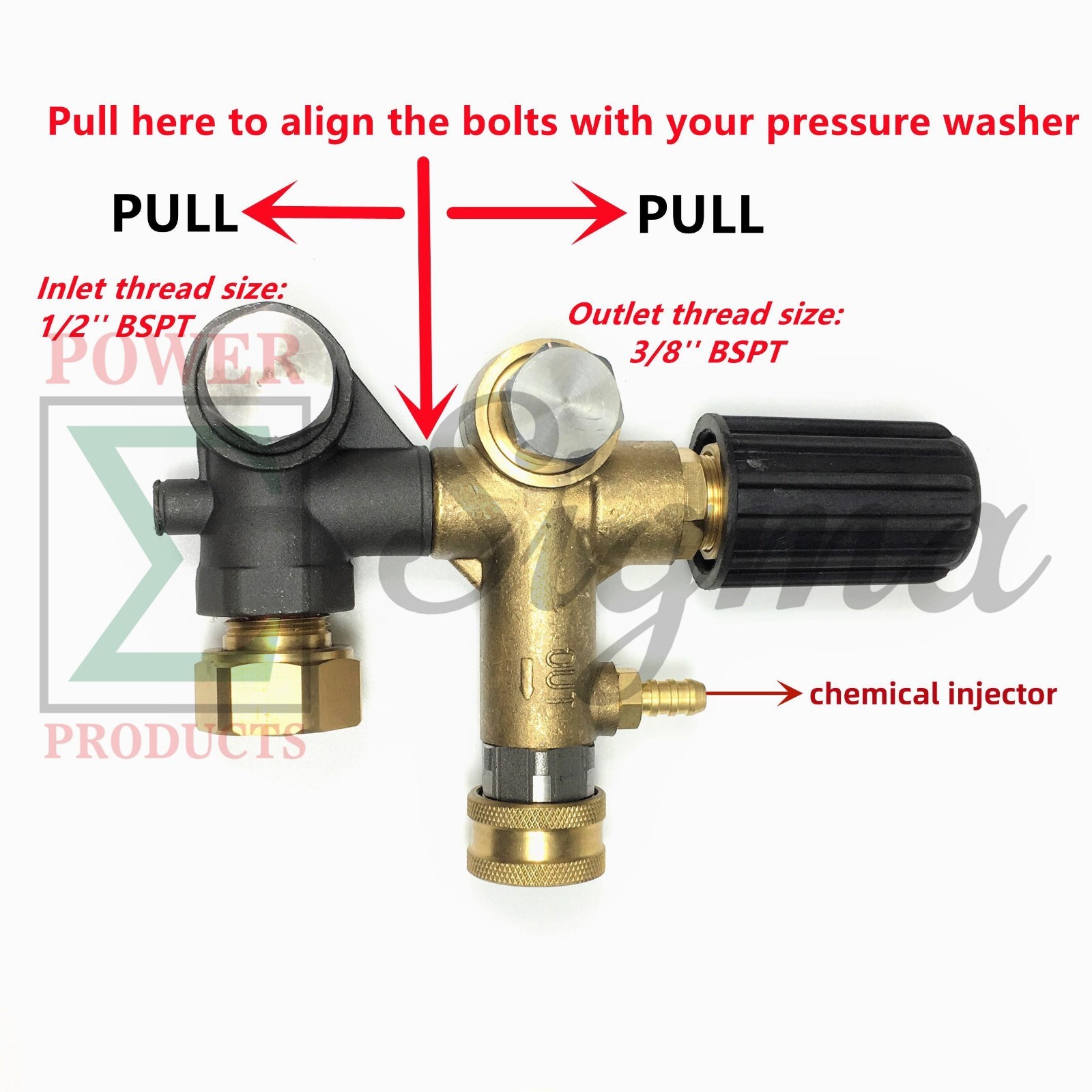 Sigma Unloader For 3600PSI 4.76 GPM Triplex Pump 1″ Hollow Shaft Pressure Washer