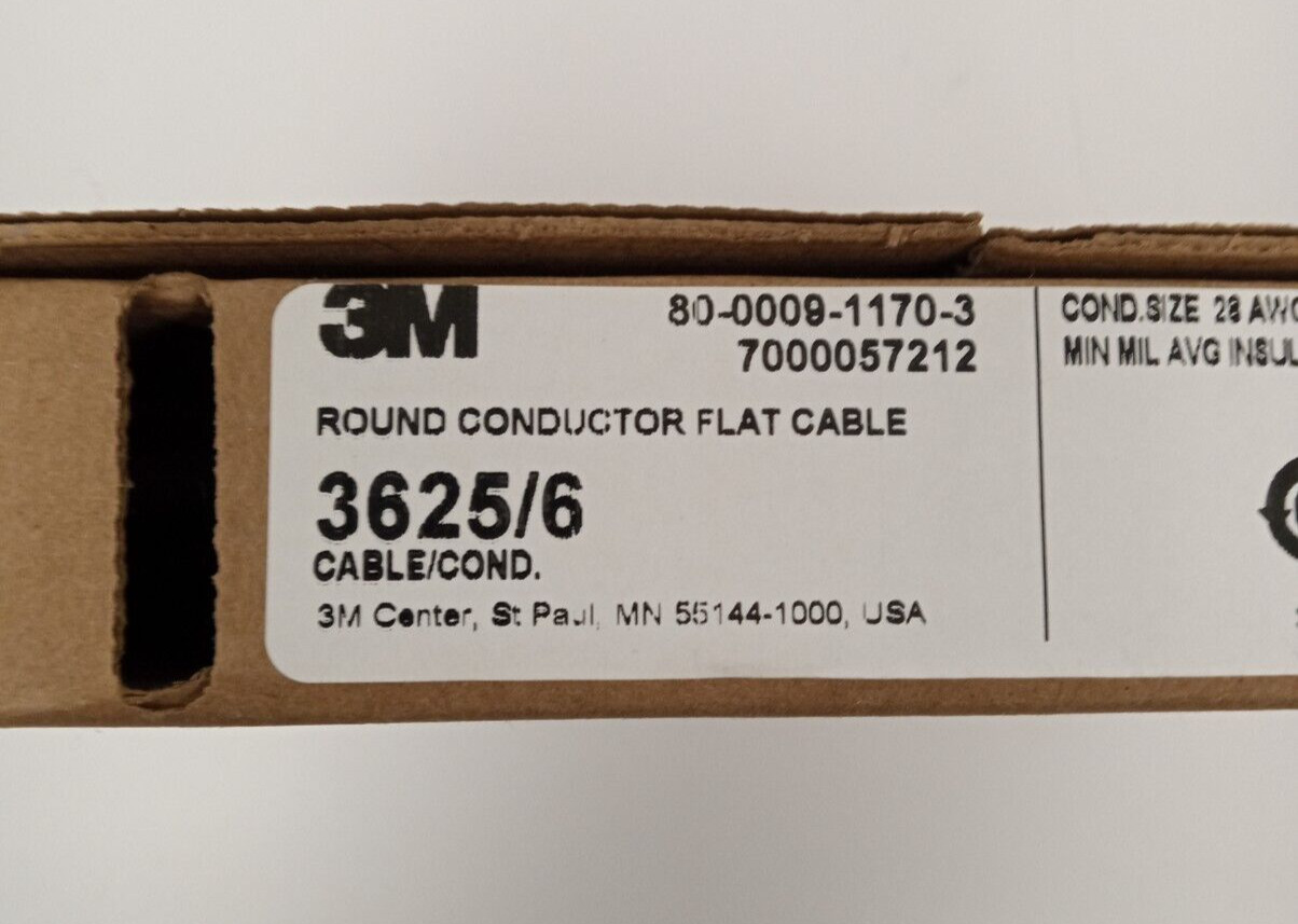 3M 3625/06 Flat Ribbon Wire 6 Conductor 28 AWG Unshielded Gray 300V UL Compliant