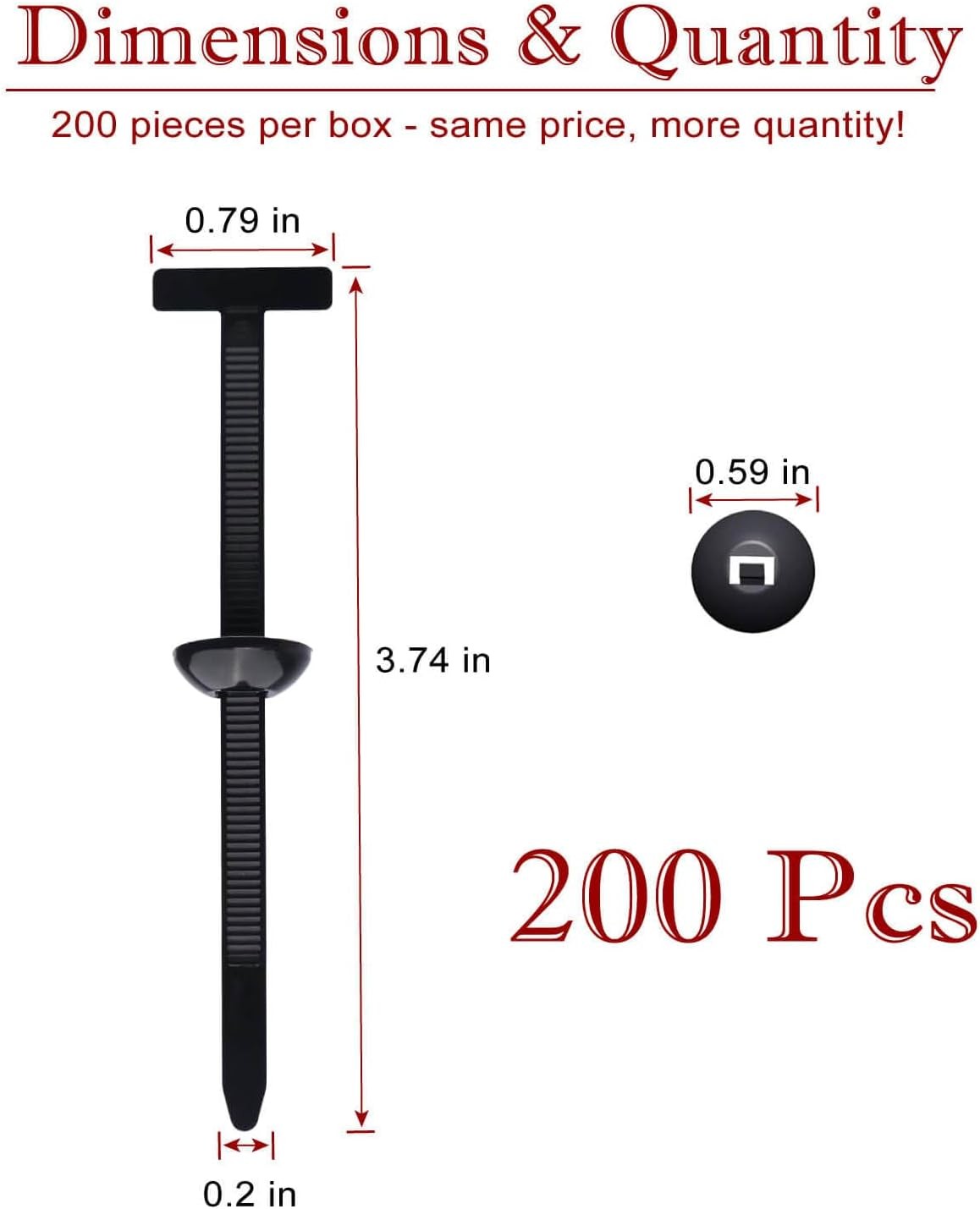 200PCS-Universal Cable Tie Buckle, Heavy Duty Self-Locking Nylon Zip Ties Holder