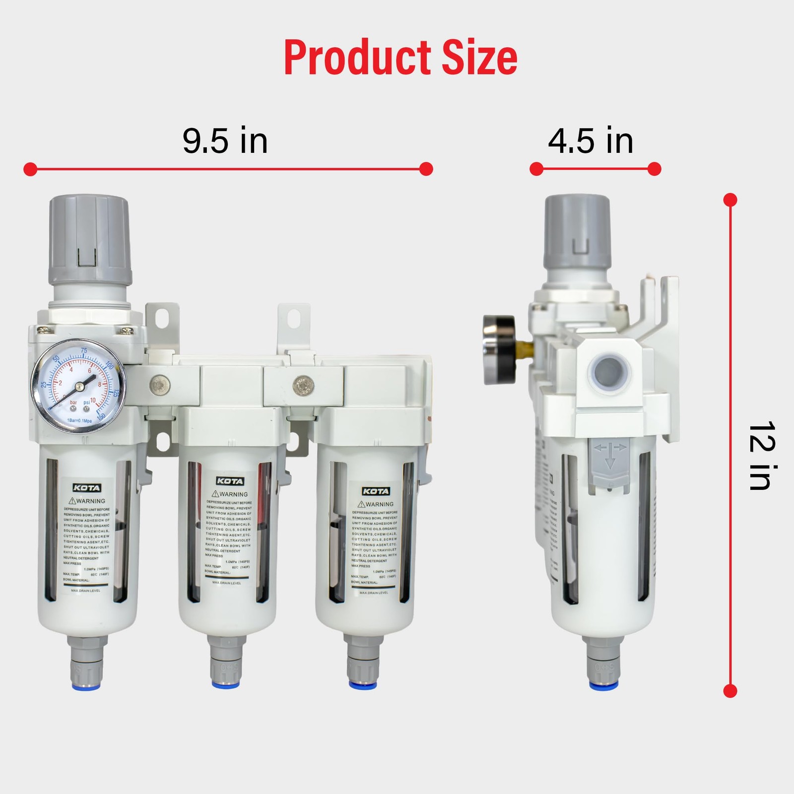 3-Stage Air Dryer System 1/2″ NPT | Filter + Dryer + Regulator | Heavy Duty