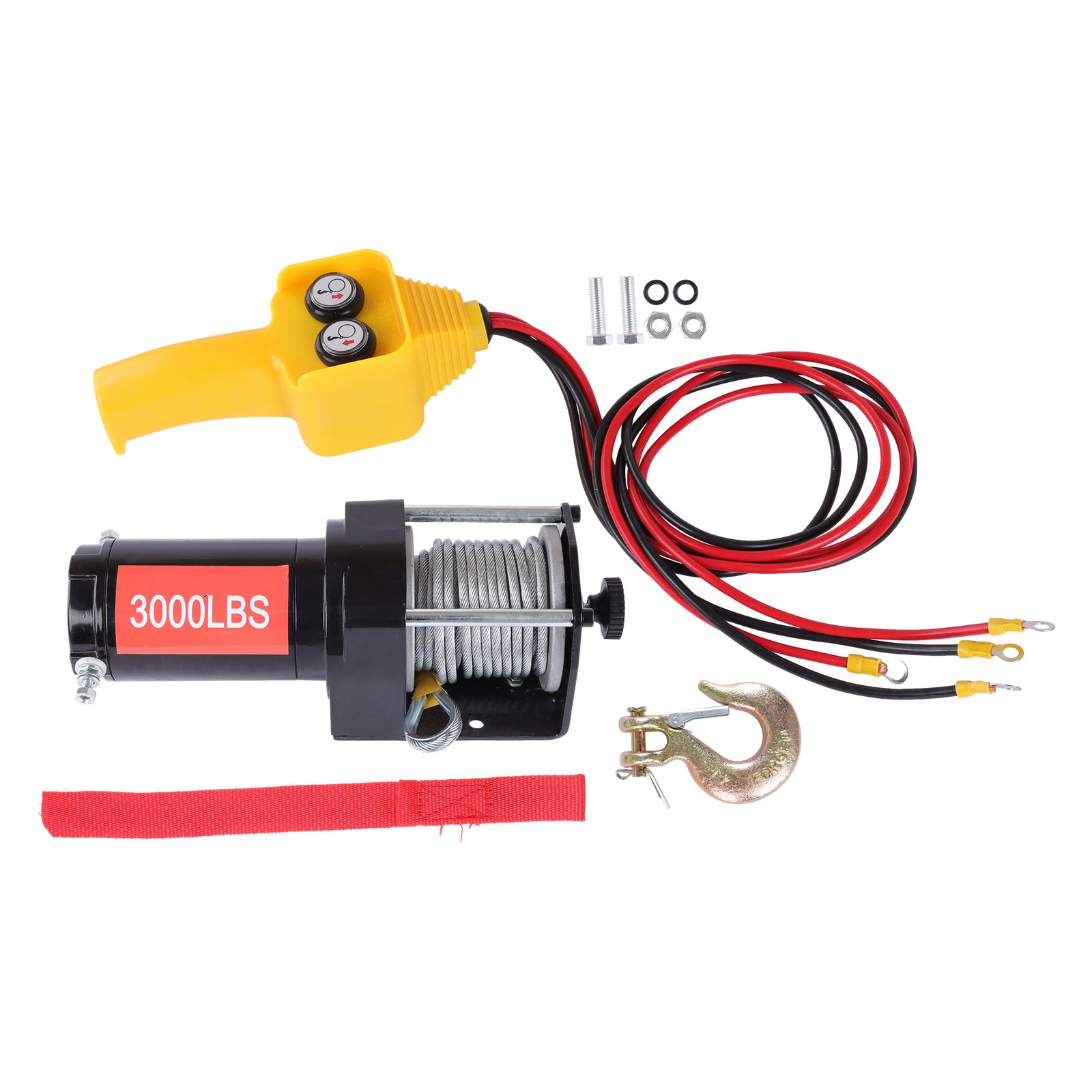 3000lb 32ft Steel Cable Electric Winch 12VDC/1.3HP Copper Motor 135:1 Gear Ratio