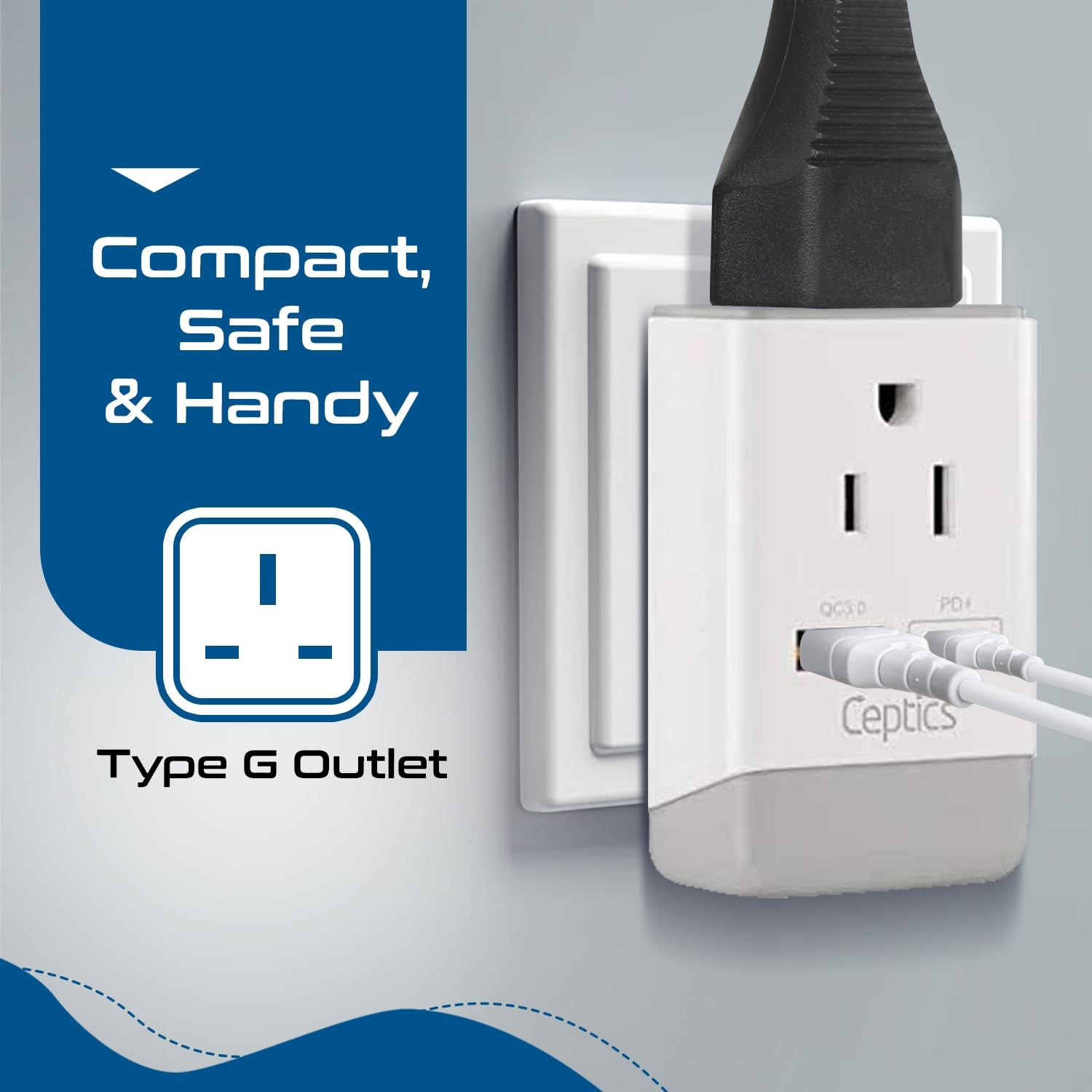 UK Ireland Hong Kong Plug Adapter, International Power Plug with USB & USB-C …