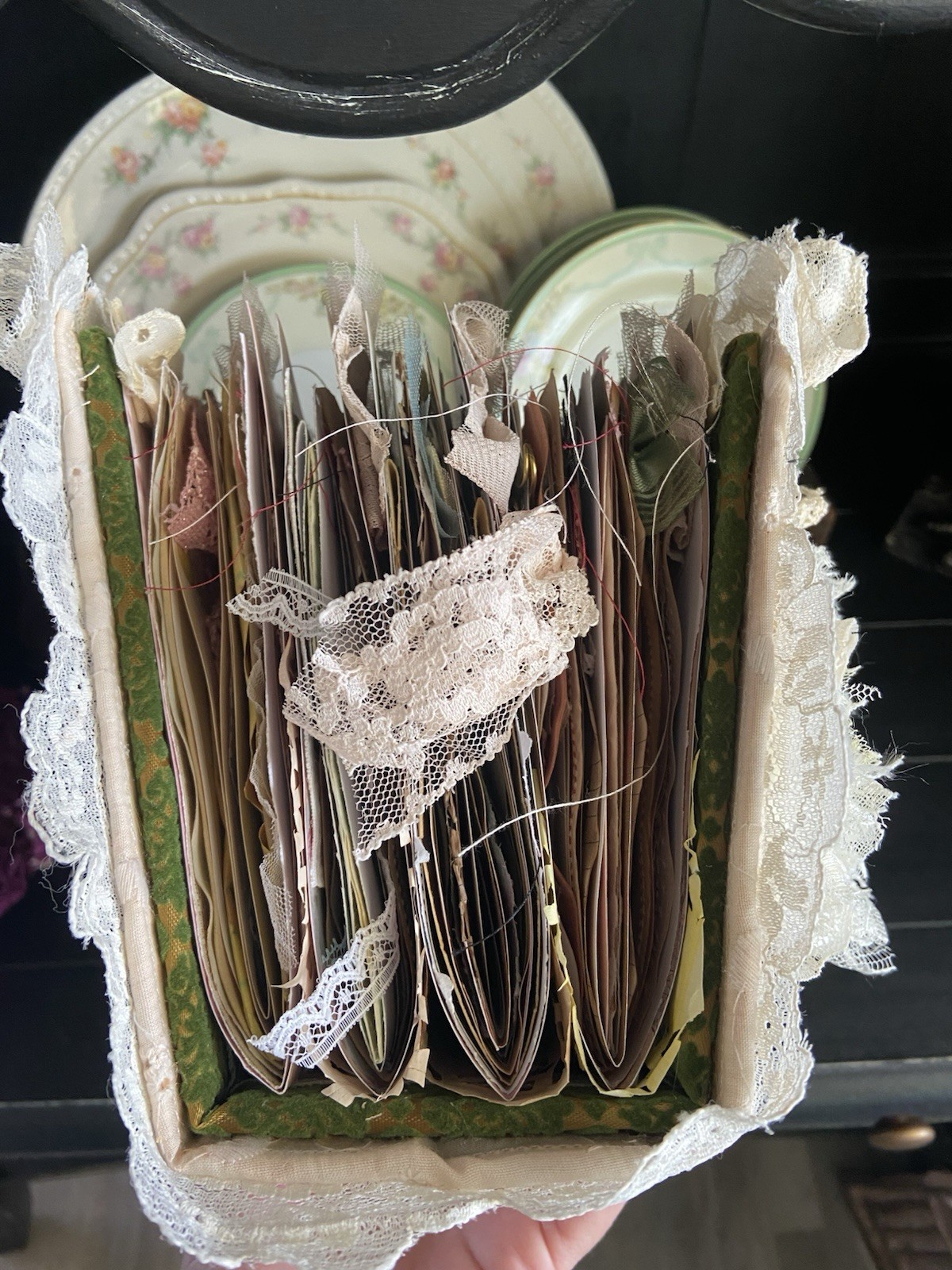 Handmade Lace Prayer book Junk Journal Antique Photo Embellished Chunky/HUGE!!