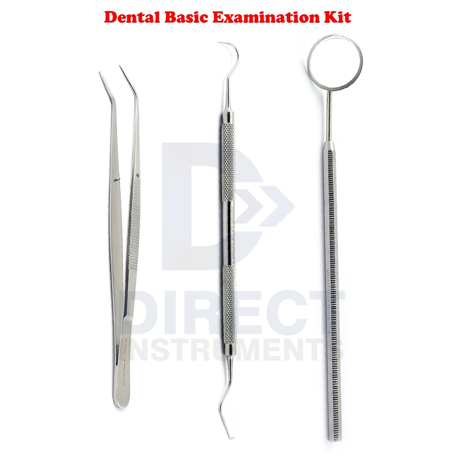 3Pcs Kit Dental Basic Examination Diagnostic Set Mirror Explorer Tweezer Hygiene