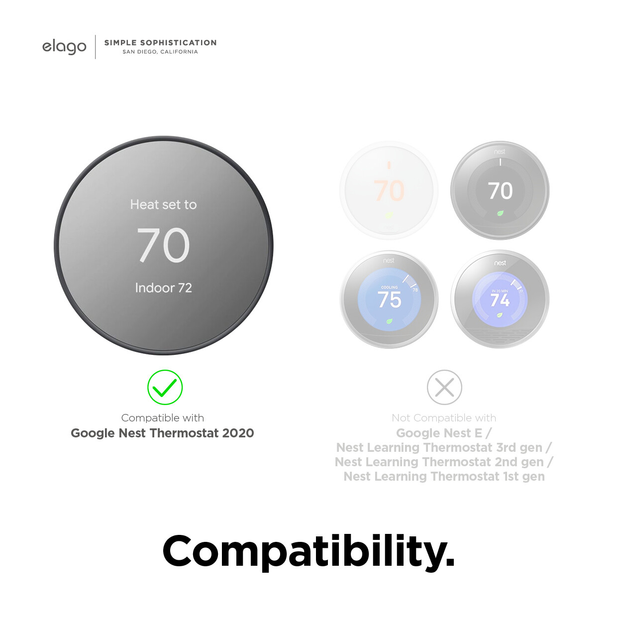 Google Nest Wall Plate Cover for Google Nest Thermostat 2020 – elago® [White]