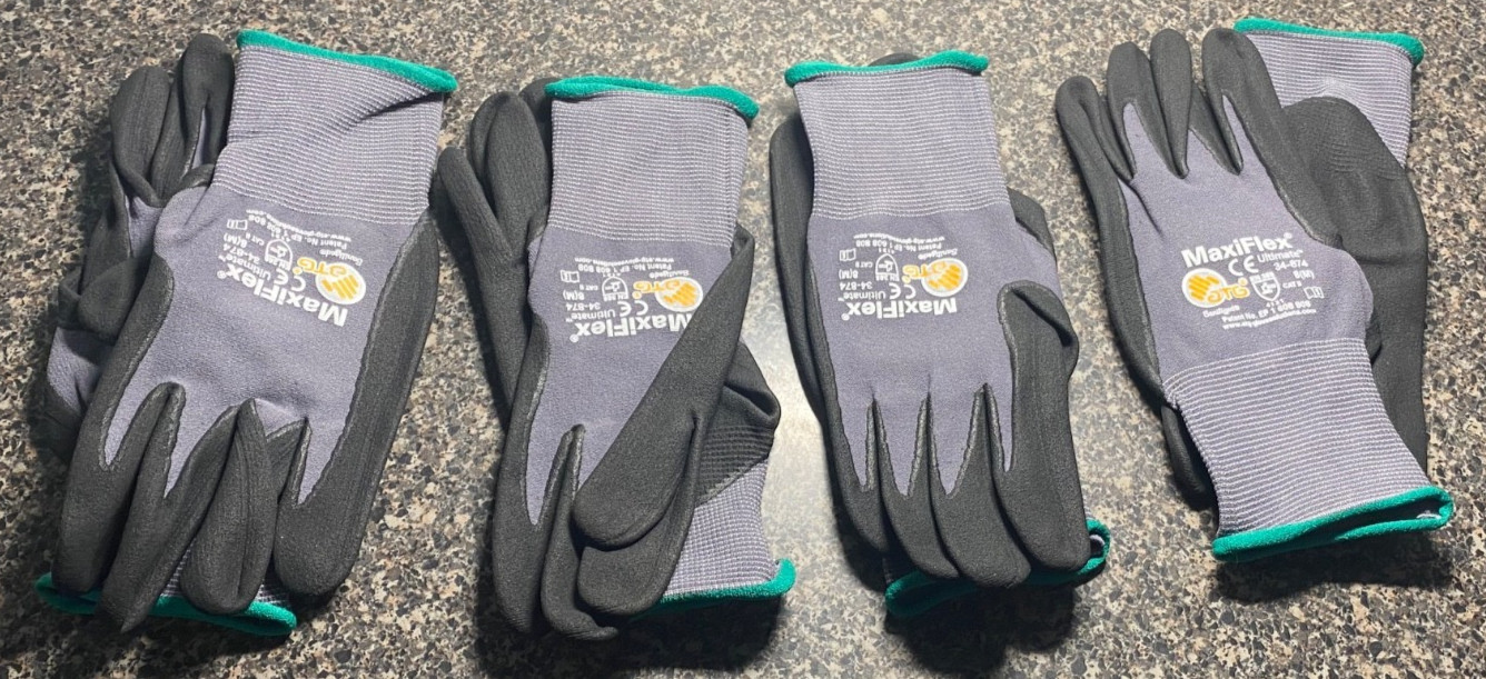 PIP 34-874 GTEK G-TEK MAXIFLEX NITRILE PALM GLOVES, Lot OF 4 PAIR