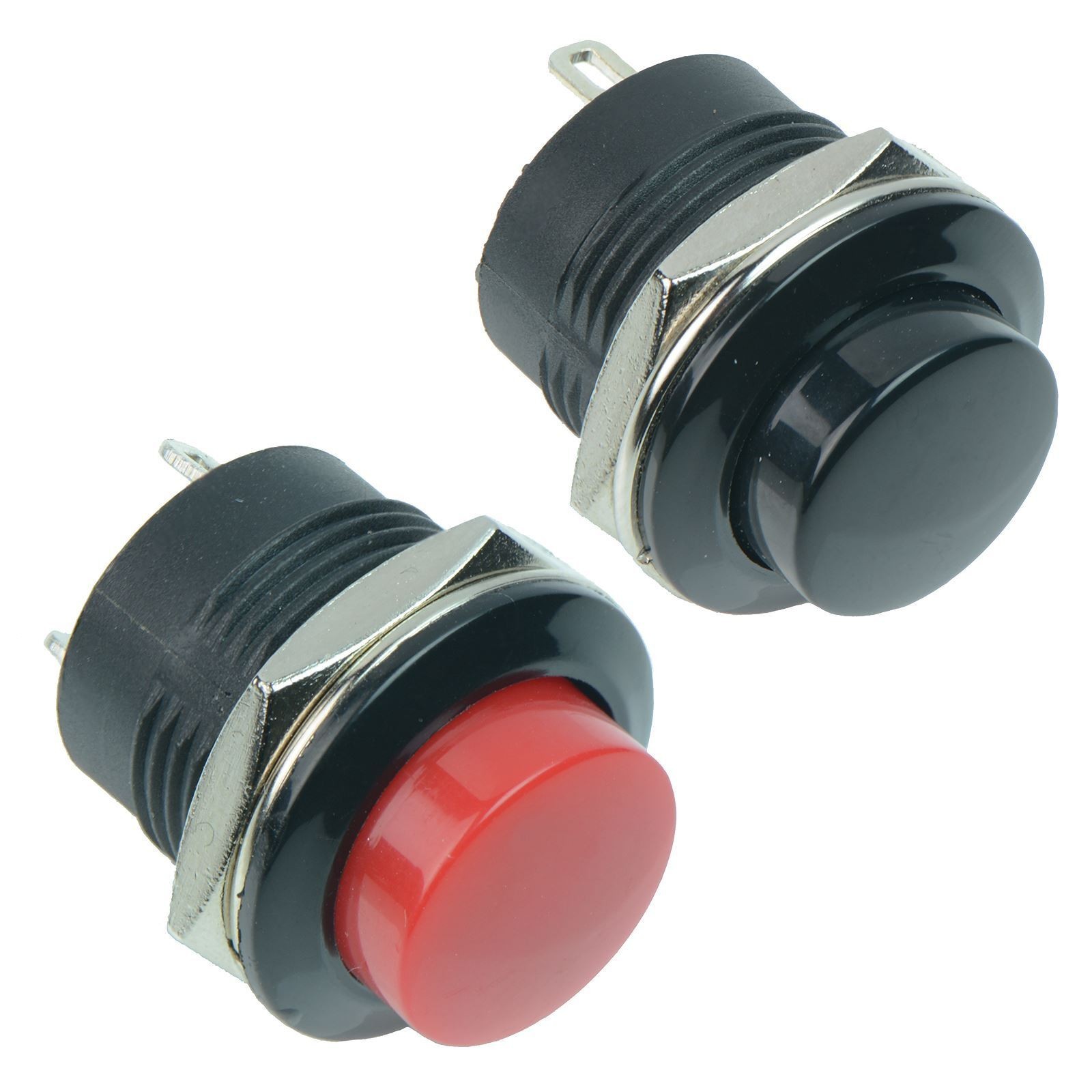 Red or Black Off-(On) Round 16mm Momentary Push Button Switch 3A SPST