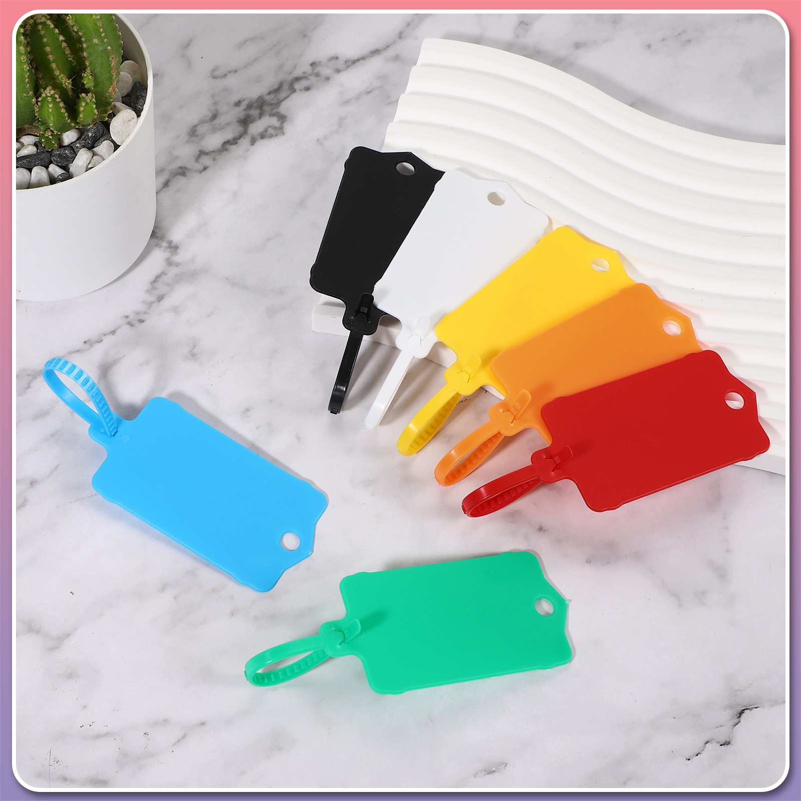 50Pcs Blank Waterproof Plastic Tags, Label Shipping Tag, Black 2.48 x 1.46Inch