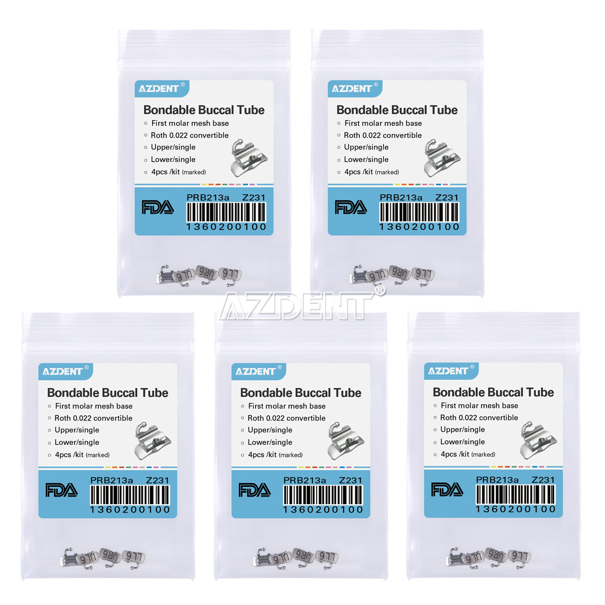 AZDENT Dental Orthodontic 1st Molar Buccal Tube Roth .022″ Bondable Convertible