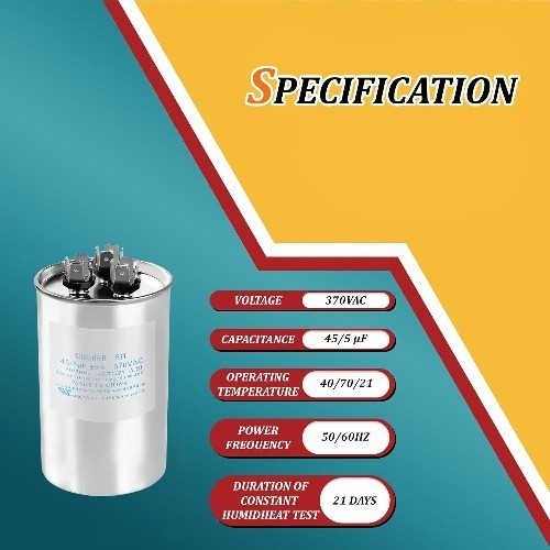 CAP050450440CT CAP050450440RTS CAP050450440RTP 45+5 MFD 370 440V AC Round Dual