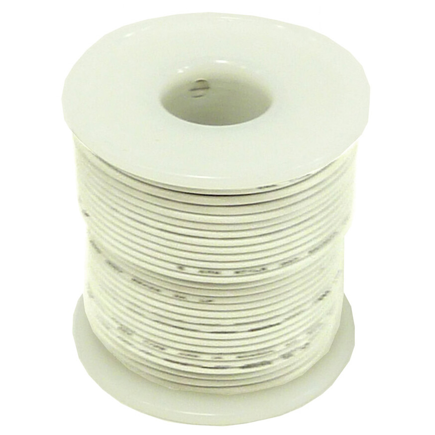 Solid Hook Up Wire – 20 Gauge, 100 Foot Spool – White (Shade May Vary)