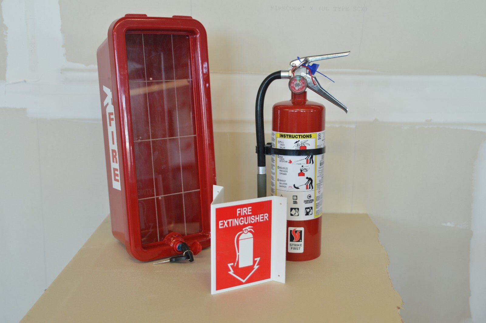 🎯 NEW 5LB RED FIRE EXTINGUISHER CABINET AND 5LB ABC FIRE EXTINGUISHER COMBO