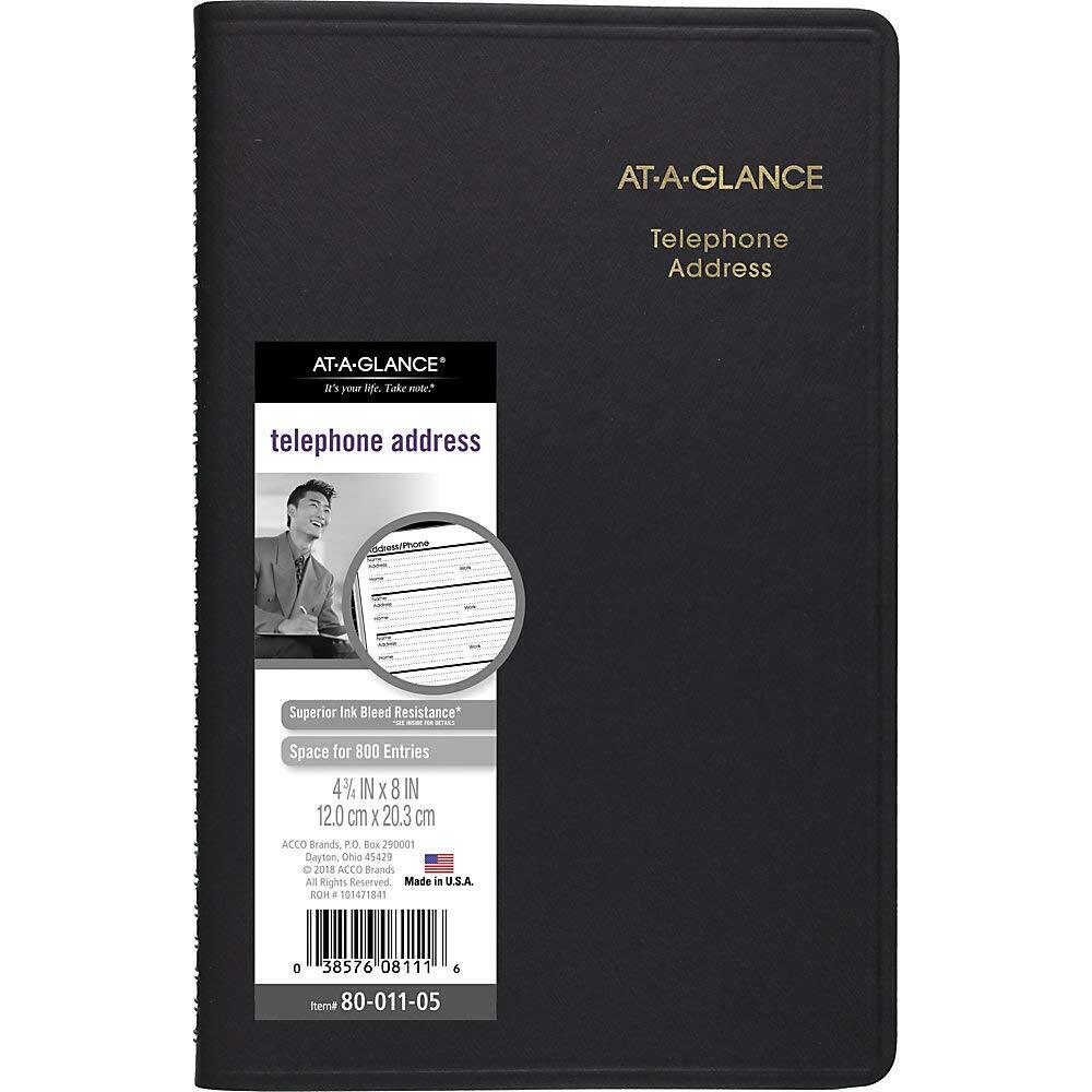 Black Classic Telephone Address Book Wirebound 800 Entries 4×8 Inches