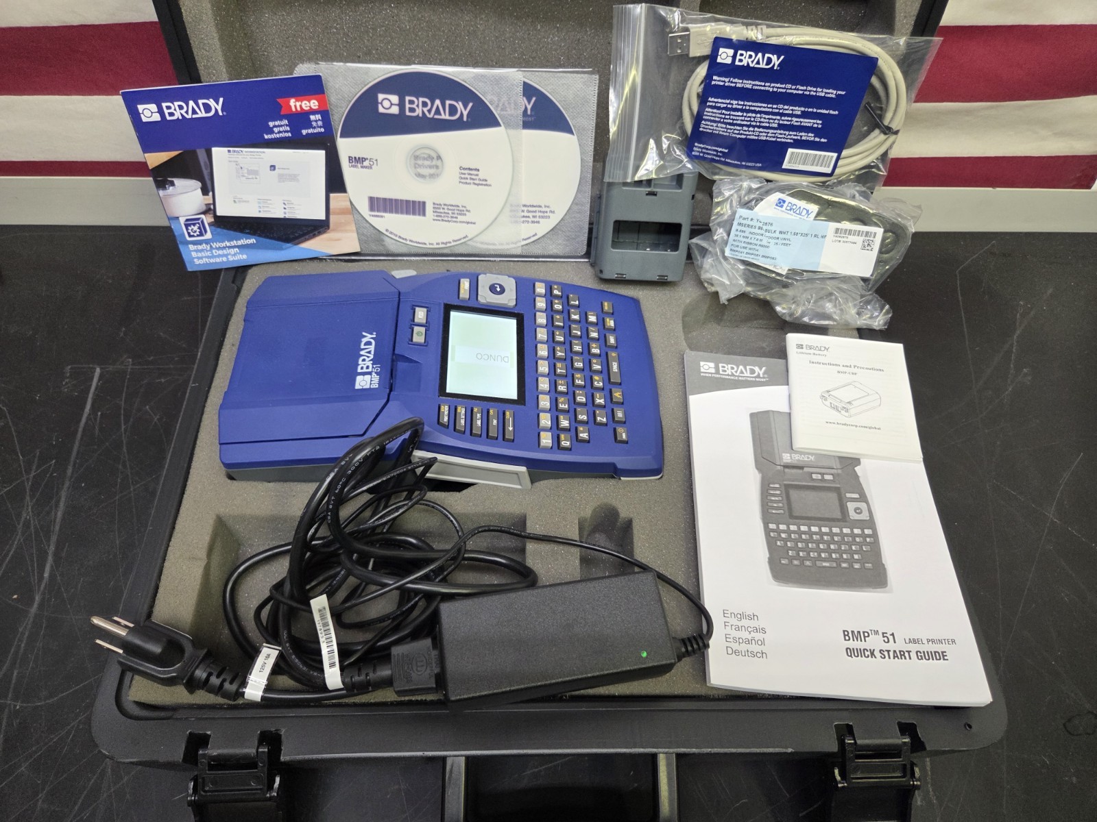 Brady BMP51 Portable Printer In OEM Case, Charger, Manual, Works Great! Used