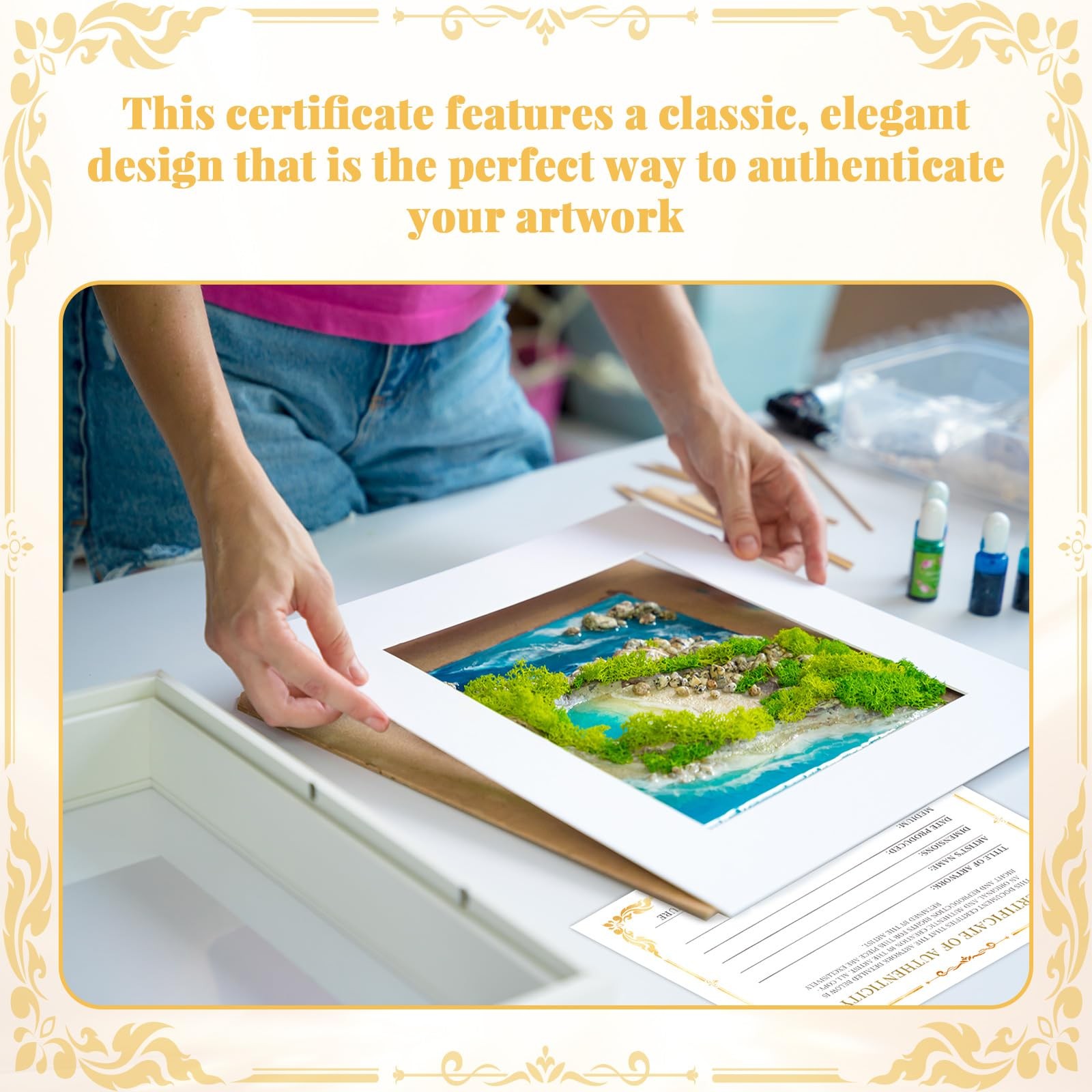 12 Pieces 5 x 7 Inch Certificate of Authenticity Gold Foil Premium Certificat…