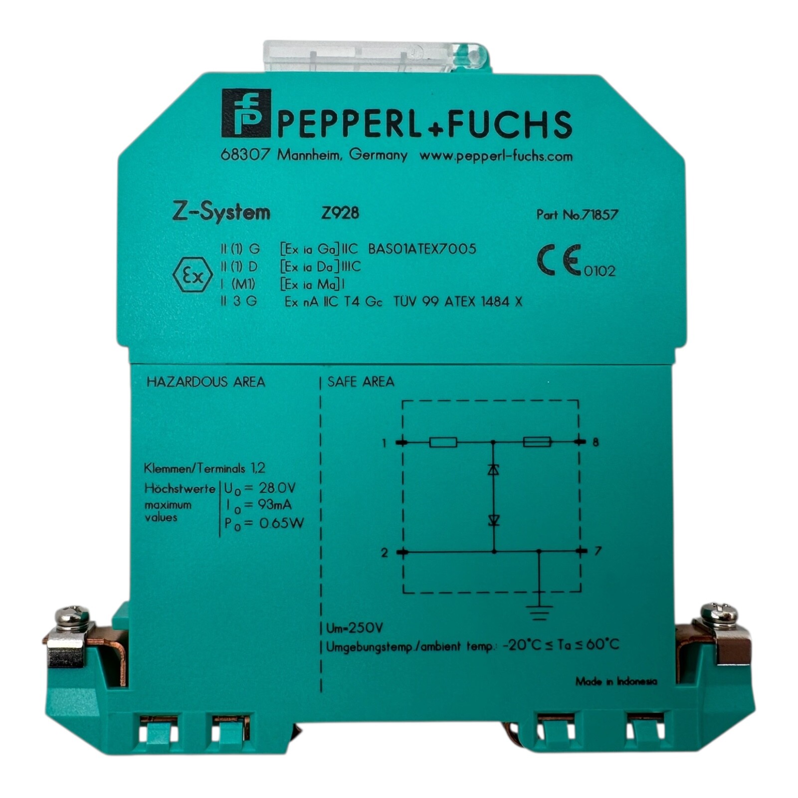 Pepperl + Fuchs Z 928 071857 Zener Barrier 26 V at 10 μA -Unused/Original Packaging-