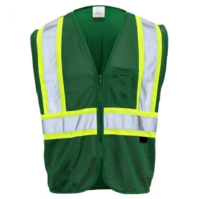 GSS Safety Vest 3136 Dark Green Zip Front High Visibility Size L/XL NEW