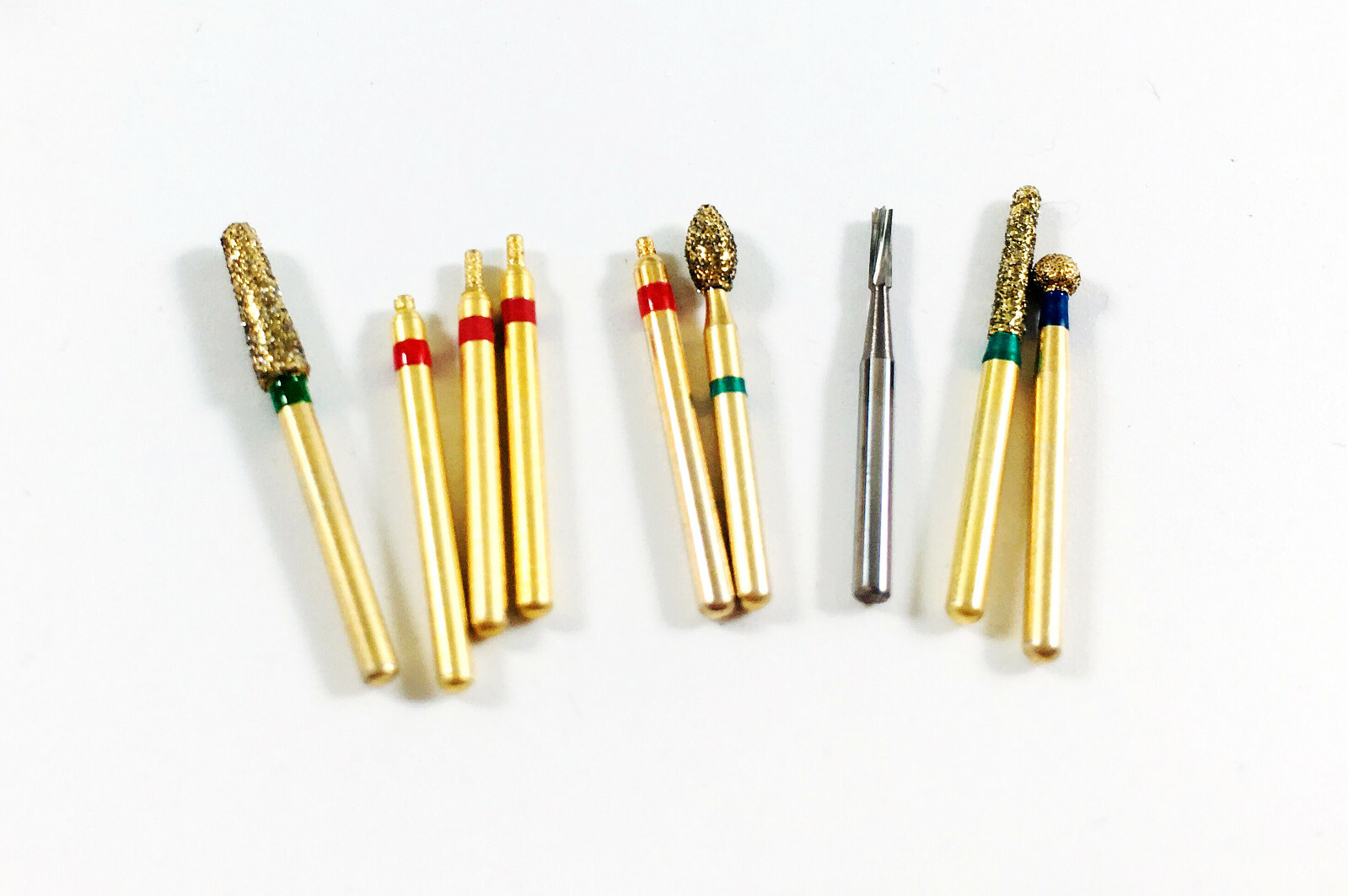 Dental Golden Diamond Burs SS Handle For Polish Reverse Preparation Kit 9pcs/Box