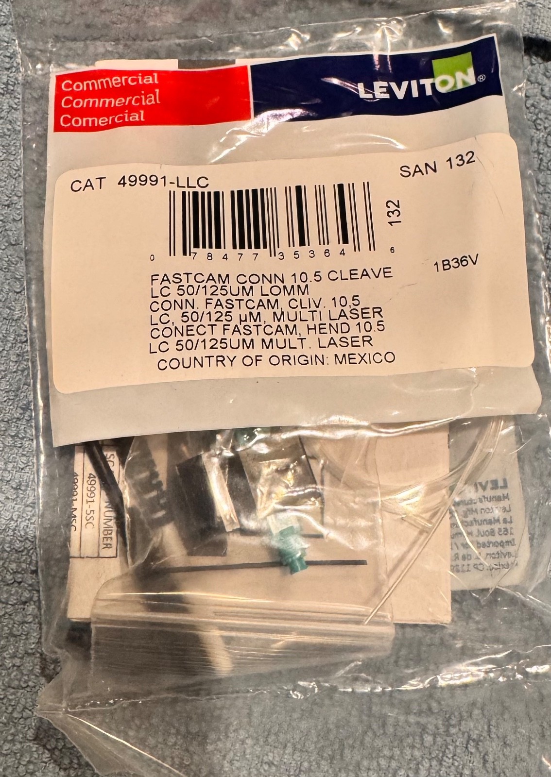 (BOX of 50) Leviton 49991-LLC FastCAM Pre-polished Fiber Optic Connector LC OM3