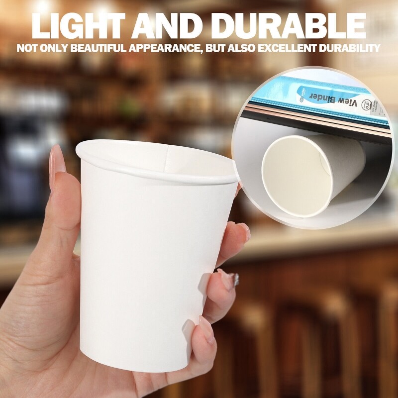 12oz Disposable Paper Coffee Cups with White Lids Hot/Cold Coffee Cup Leak-Proof