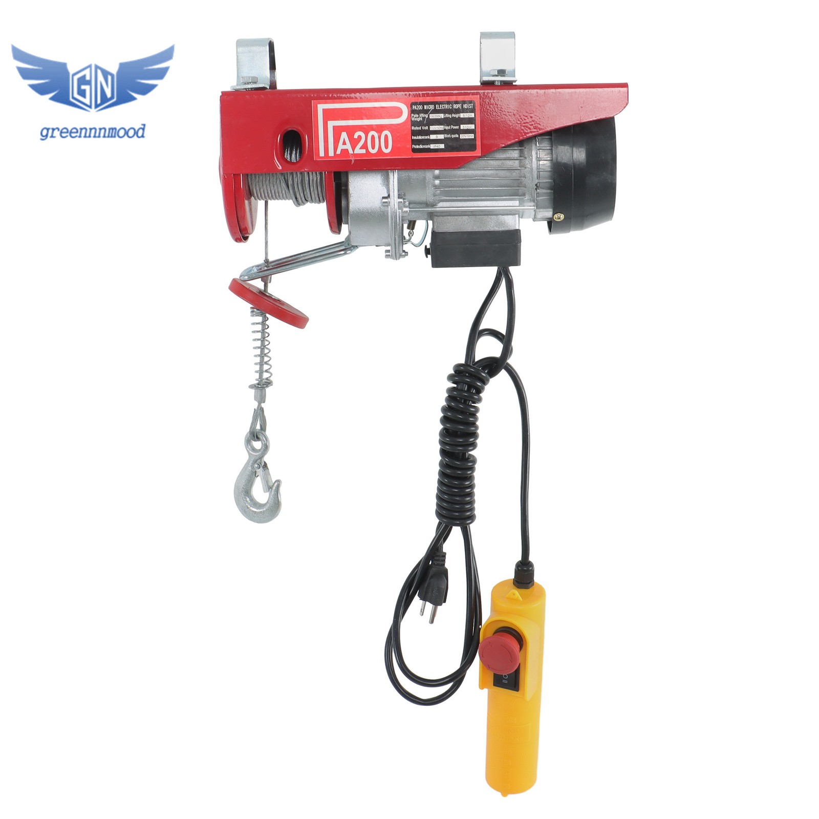 Mini Electric Hoist 110v 440lbs/200kg 6.6ft/2m Wired Remote Control
