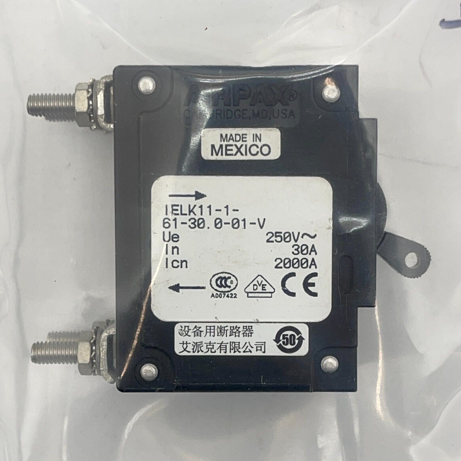 IELK111-1-61-30.0-01-V – Sensata Airpax Magnetic Circuit Breaker 2P 30A 50/60Hz
