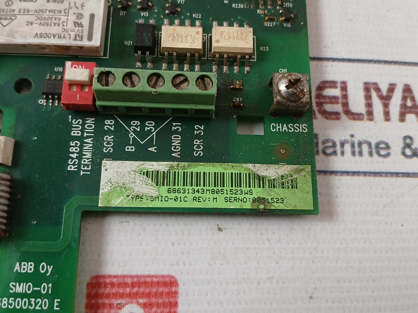 ABB SMIO-01C Fieldbus Module RS485 Bus Termination Rev M 68500320 E 94V-0