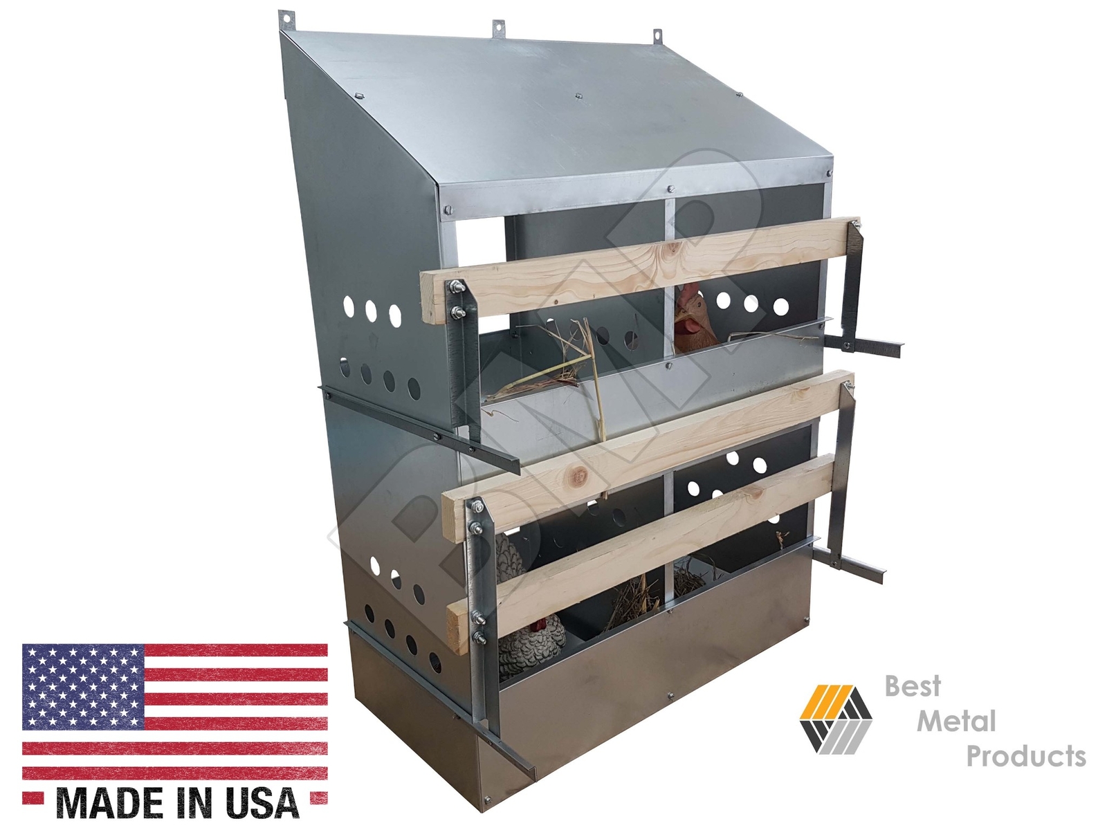 4 Hole Heavy Duty 23ga Galvanized Chicken Nesting Laying Roost Box 0300111