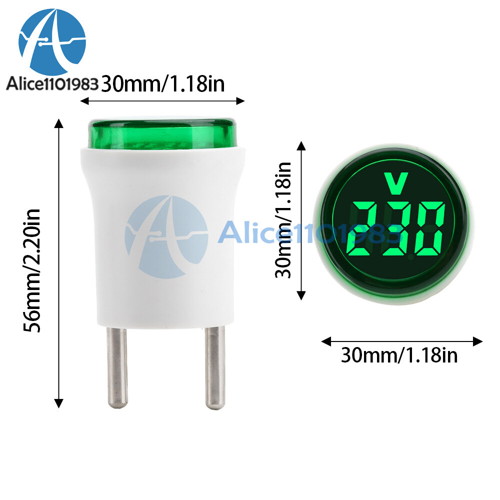 10pcs AC 220V EU Plug LED Digital AC Voltmeter Indicator Voltage Meter 50~500V