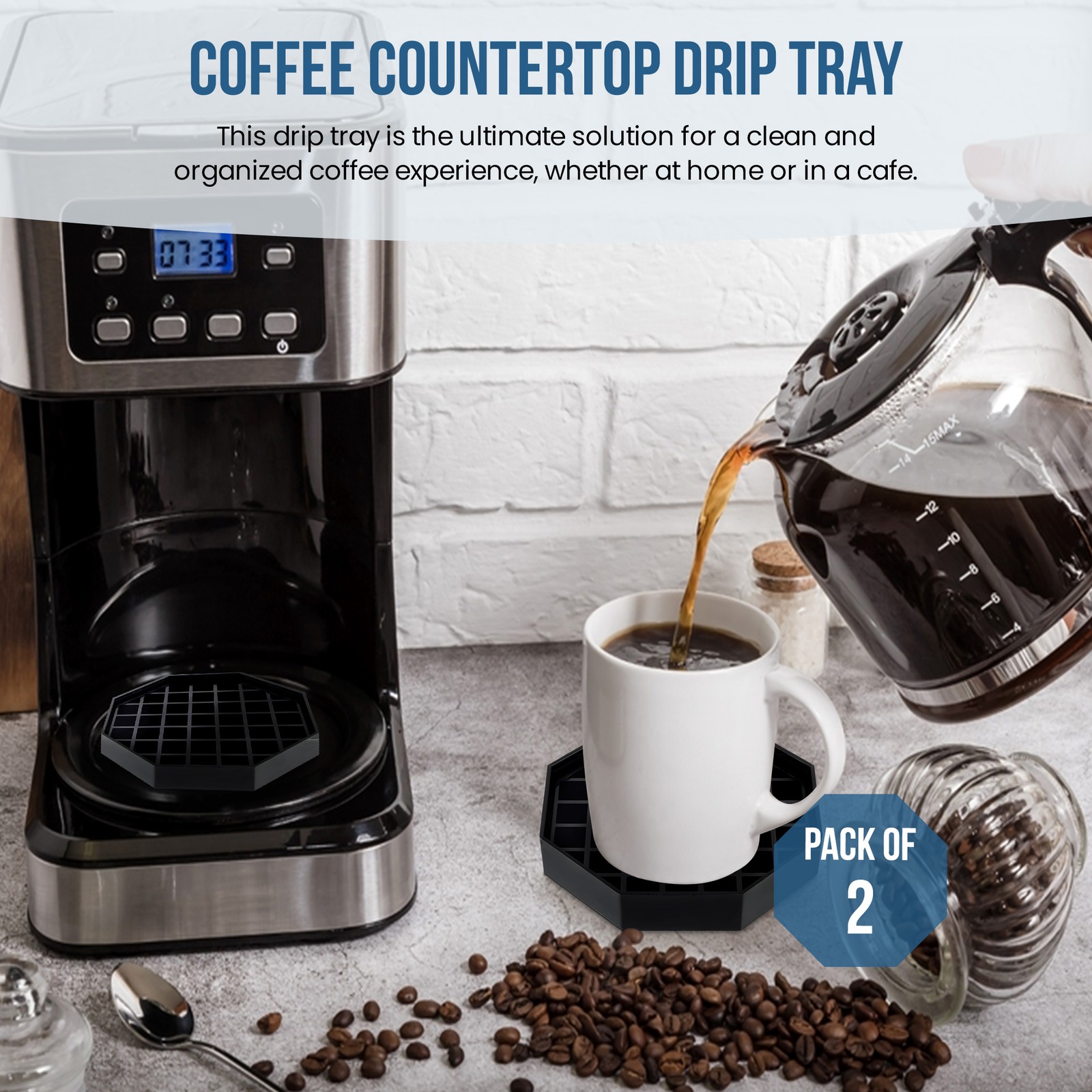 OCS Parts 2-Pack 4″ Plastic Coffee Countertop Drip Trays | Dishwasher Safe