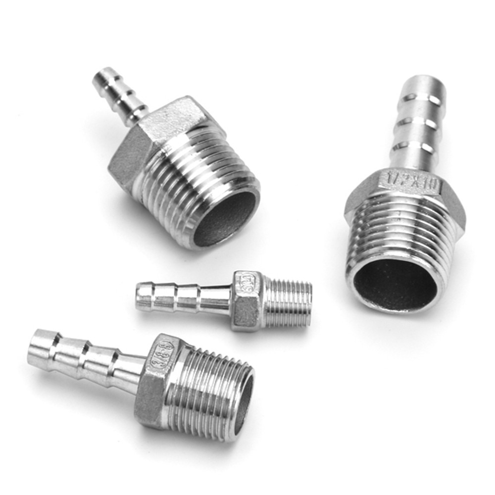 6-50mm Hose Barb Adapter x 1/8″-2″ Male Threads Stainless Steel Hose Nipple