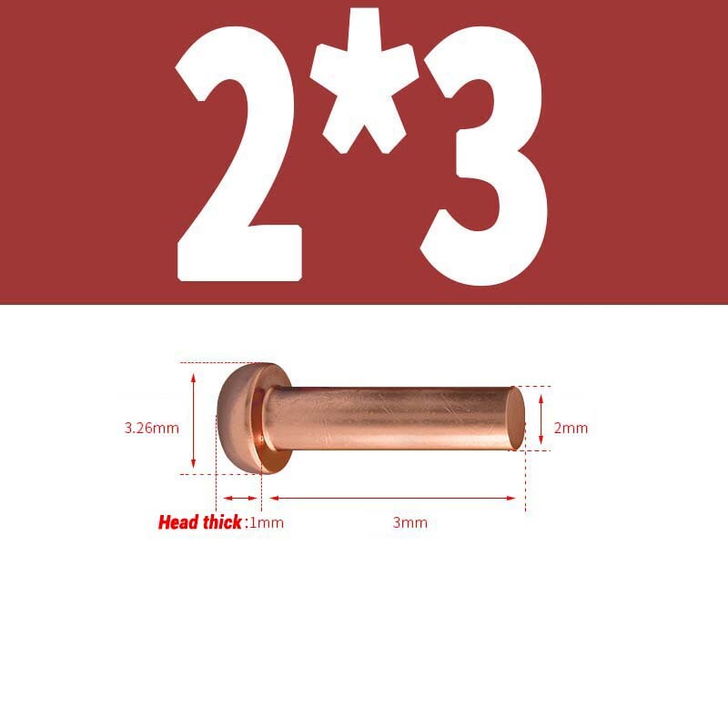 Solid Copper Round Pan Head Rivets DIN 660 2/2.5/3/4/5/6/8mm Nut Hammer Rivet