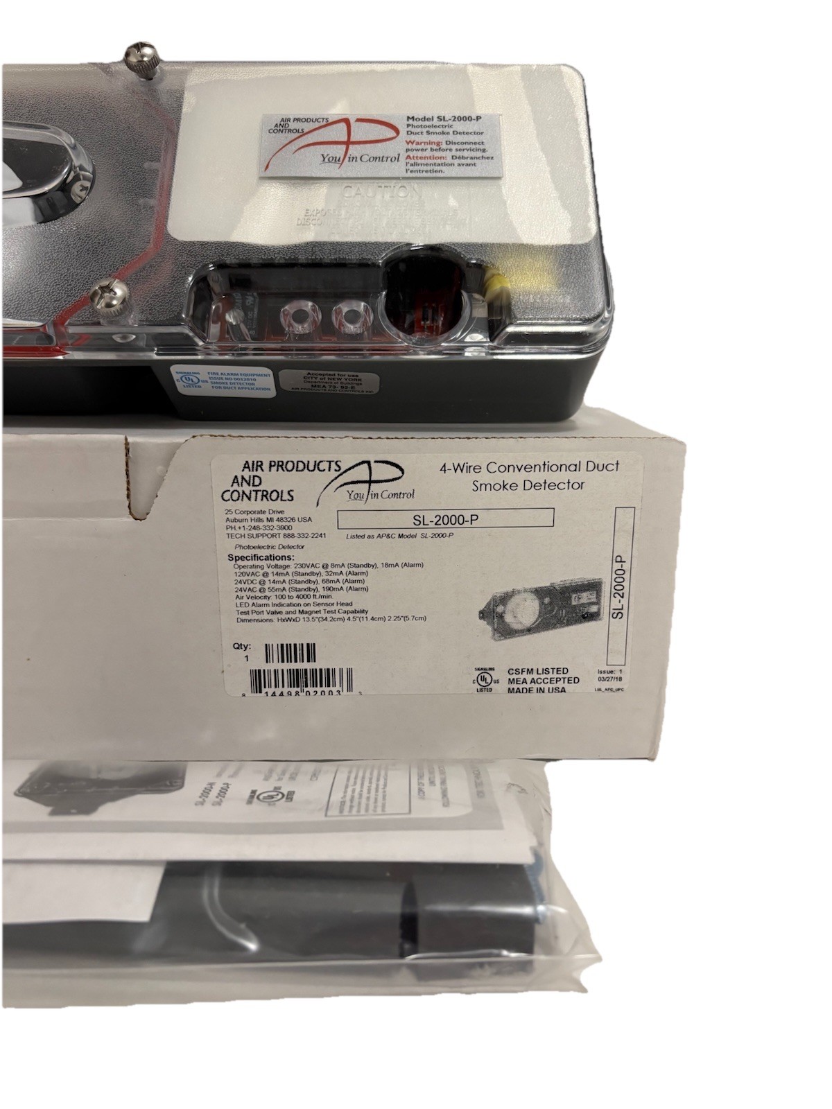 APC SL-2000-P Air Products And Controls 4-Wire Photoelectric Duct Smoke Detector