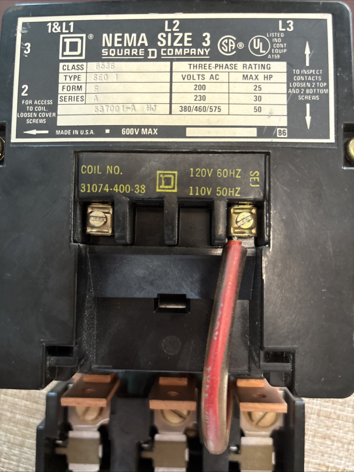 Square D 8536SCO1V02 Series a Motor Controller 110/120v