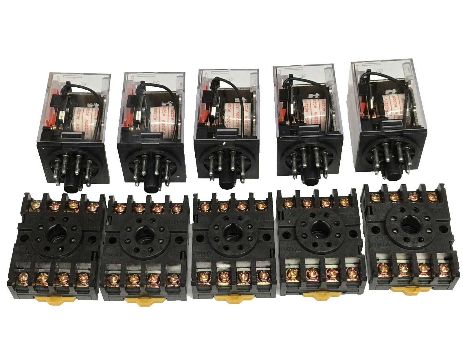 Relay OMRON MK2P-I MK2P MK2 AC 220V AC 8 Pin 10A 250VAC and PF083A Socket 5 PCS